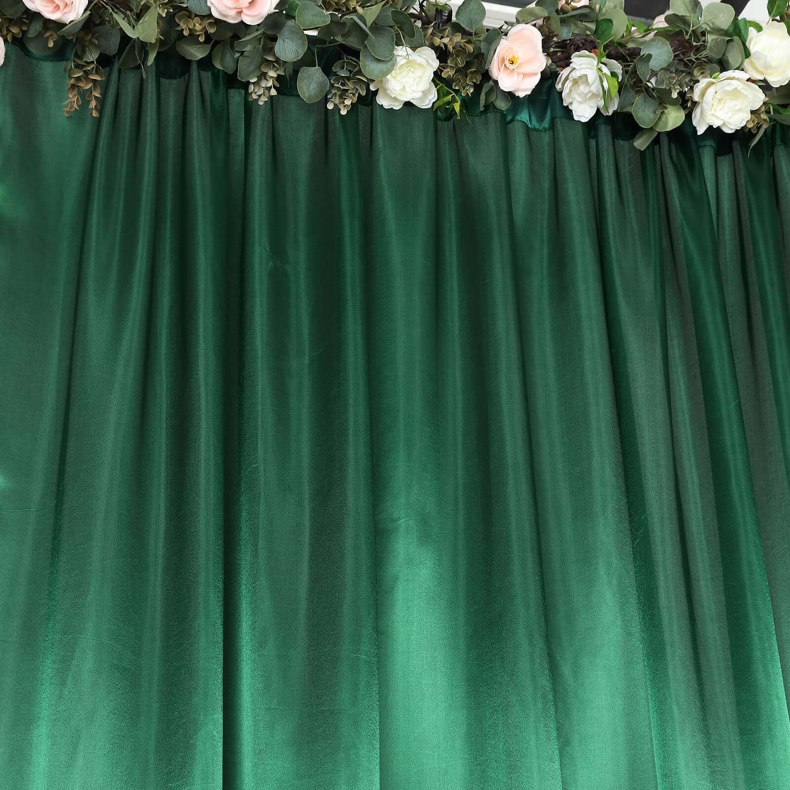 Hunter Emerald Green Satin Backdrop Drape Curtain, Photo Booth Event Divider Panel - 8ftx10ft - Image 2