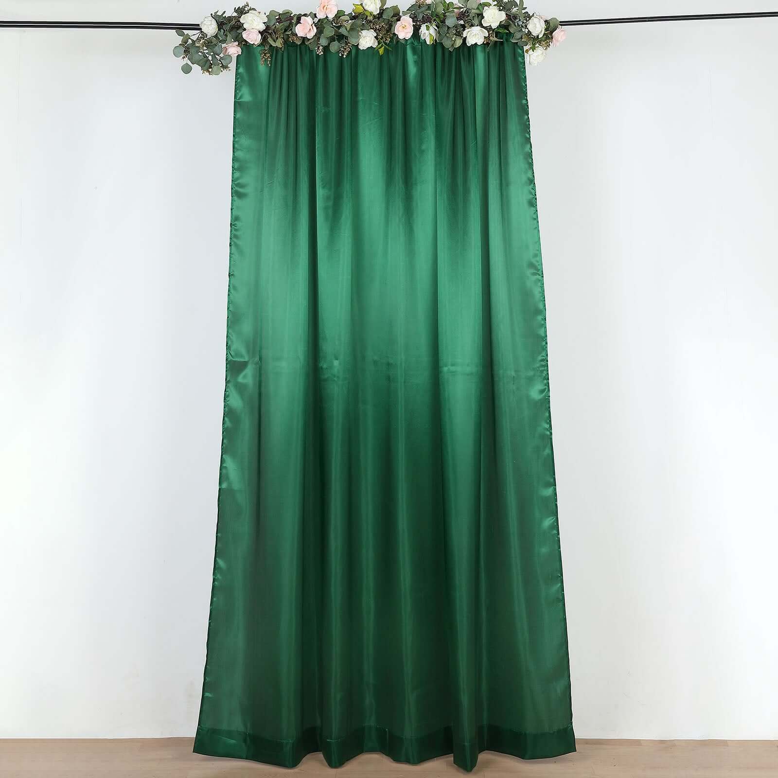 Hunter Emerald Green Satin Backdrop Drape Curtain, Photo Booth Event Divider Panel - 8ftx10ft - Image 6