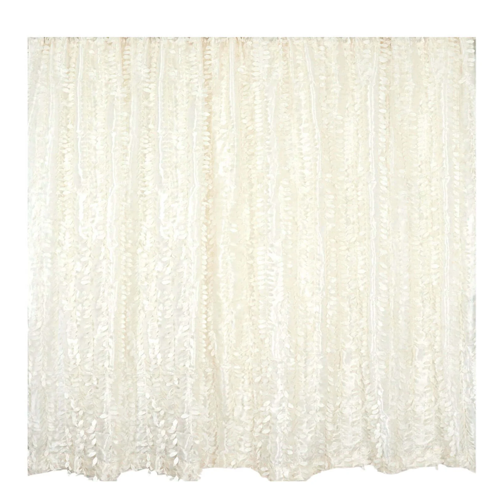 Ivory 3D Leaf Petal Taffeta Backdrop Drape Curtain, Photo Booth Event Divider Panel With Rod Pocket - 8ftx8ft - Image 6