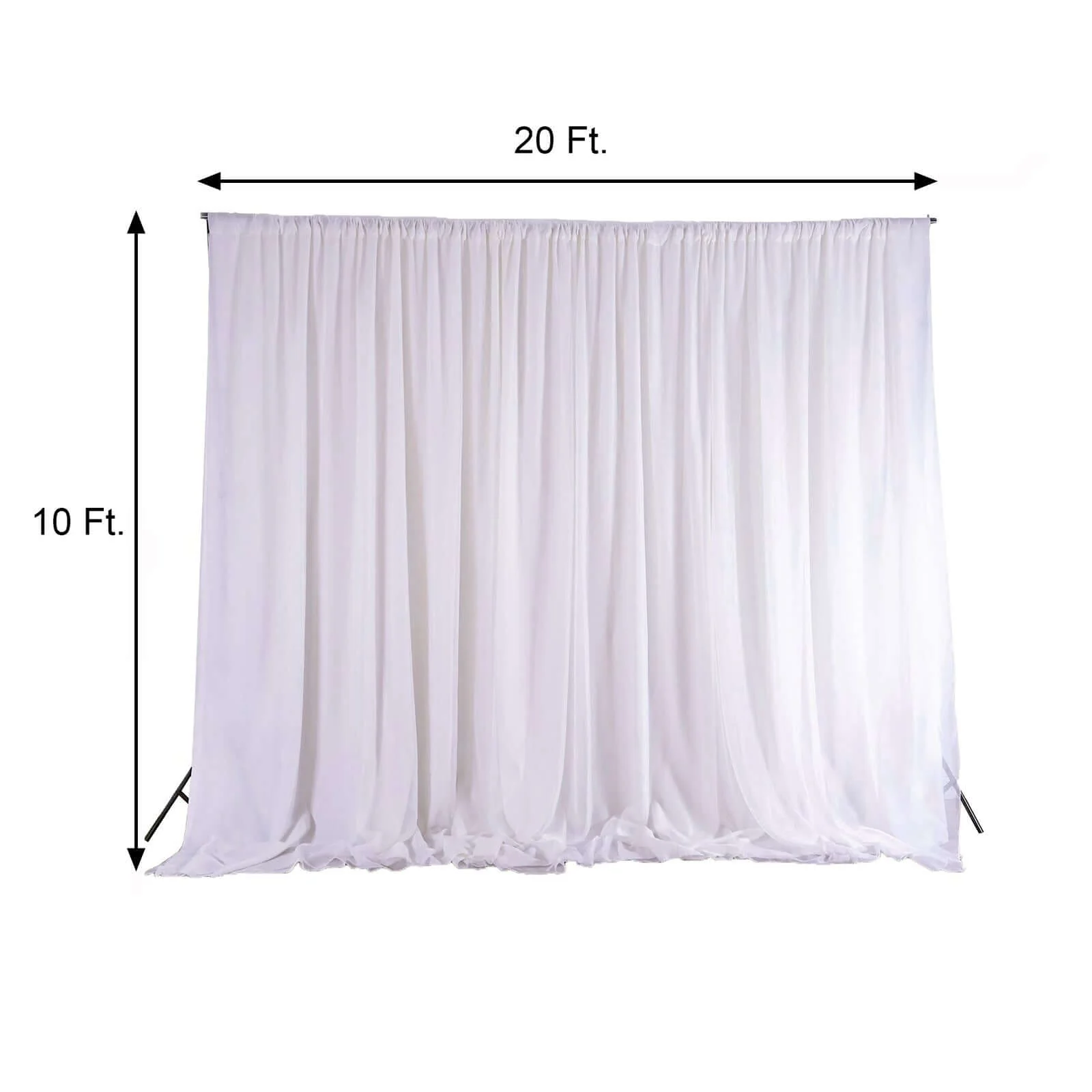 Ivory Chiffon Polyester Backdrop Drape Curtain, Dual Layer Event Divider Panel with Rod Pockets - 20ftx10ft - Image 3