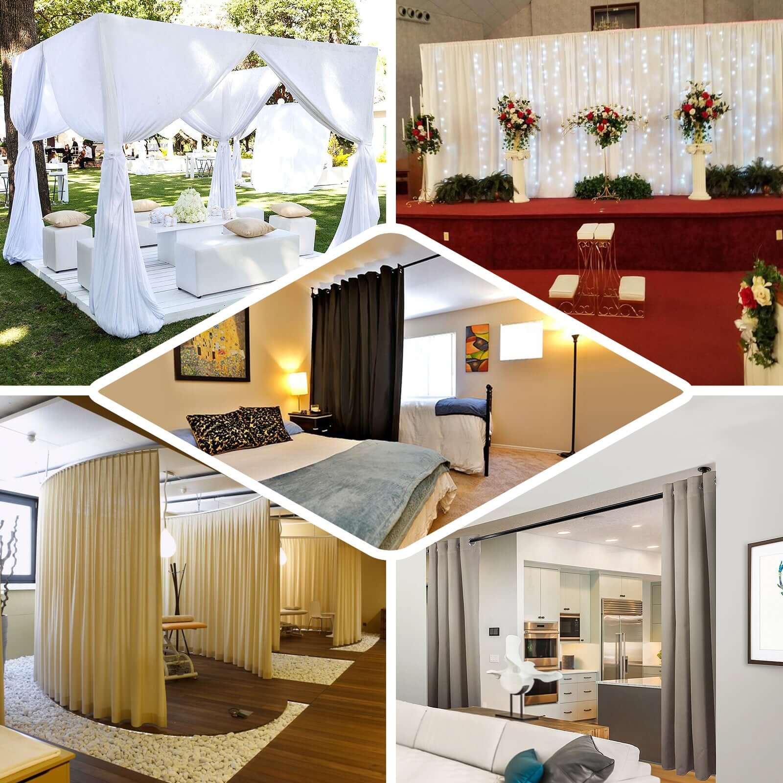 Ivory Chiffon Polyester Backdrop Drape Curtain, Dual Layer Event Divider Panel with Rod Pockets - 20ftx10ft - Image 5