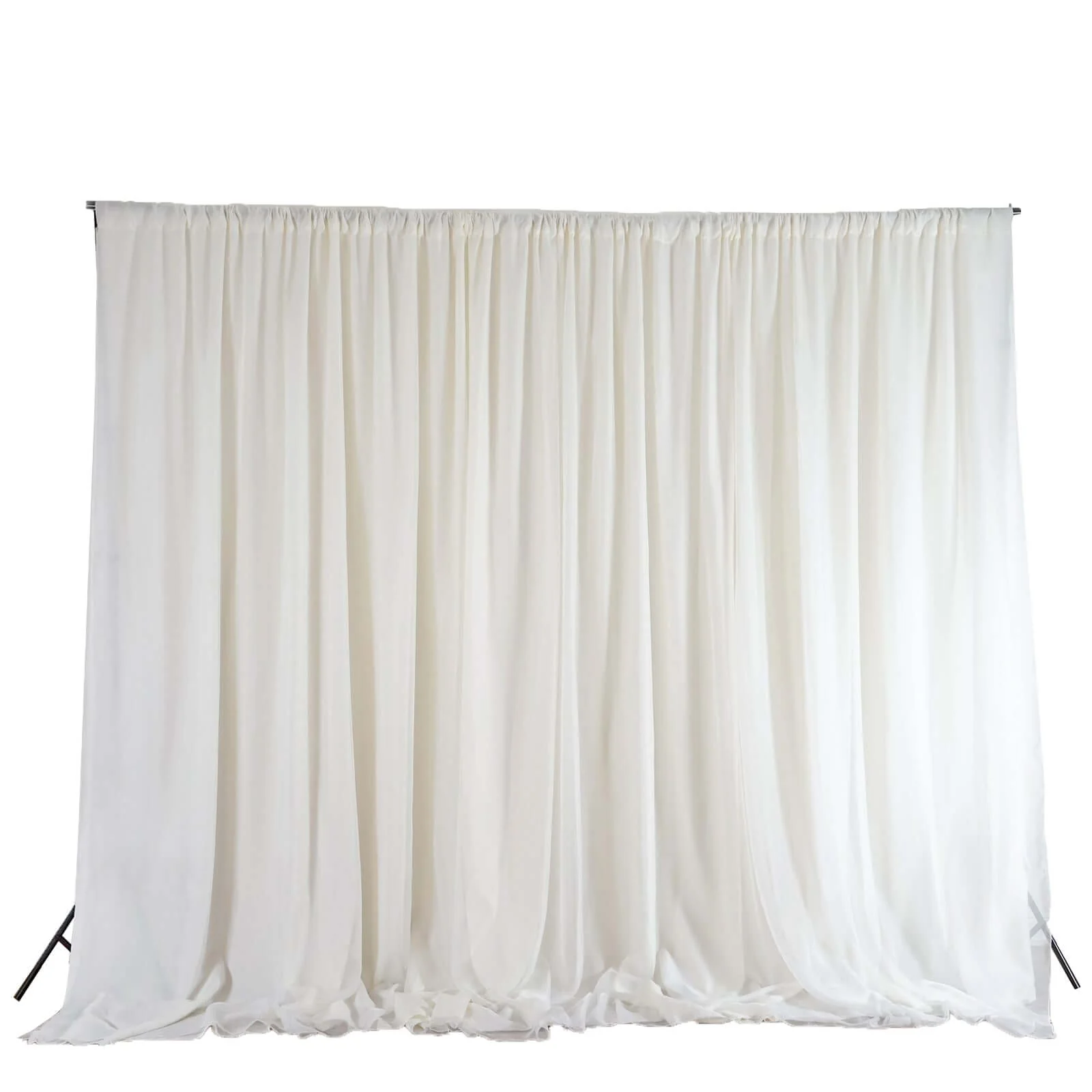Ivory Chiffon Polyester Backdrop Drape Curtain, Dual Layer Event Divider Panel with Rod Pockets - 20ftx10ft - Image 7