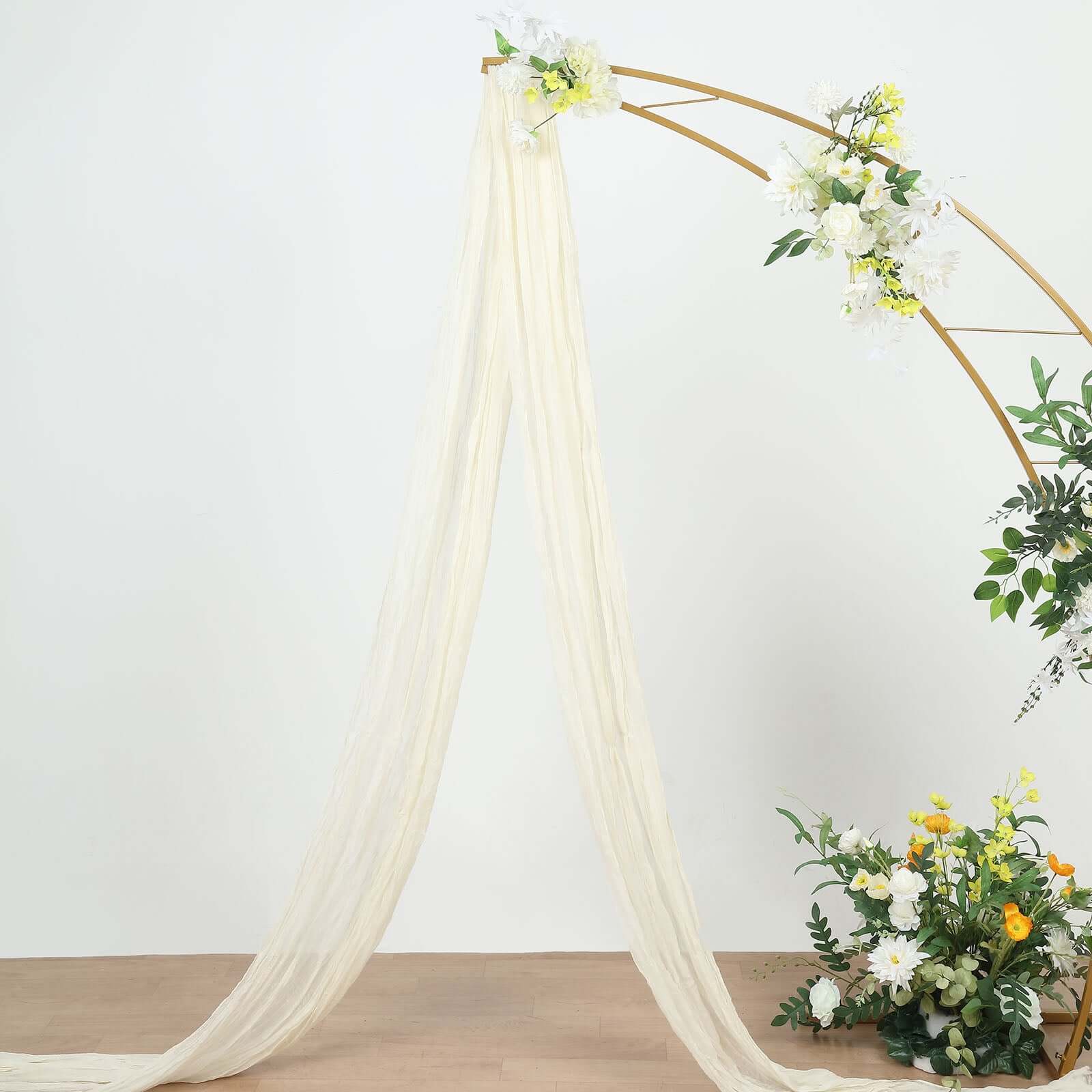 Ivory Gauze Cheesecloth Draping Fabric Wedding Arch Decorations, Window Scarf Valance Drapes, Boho Arbor Long Curtain Panel 20ft - Image 2