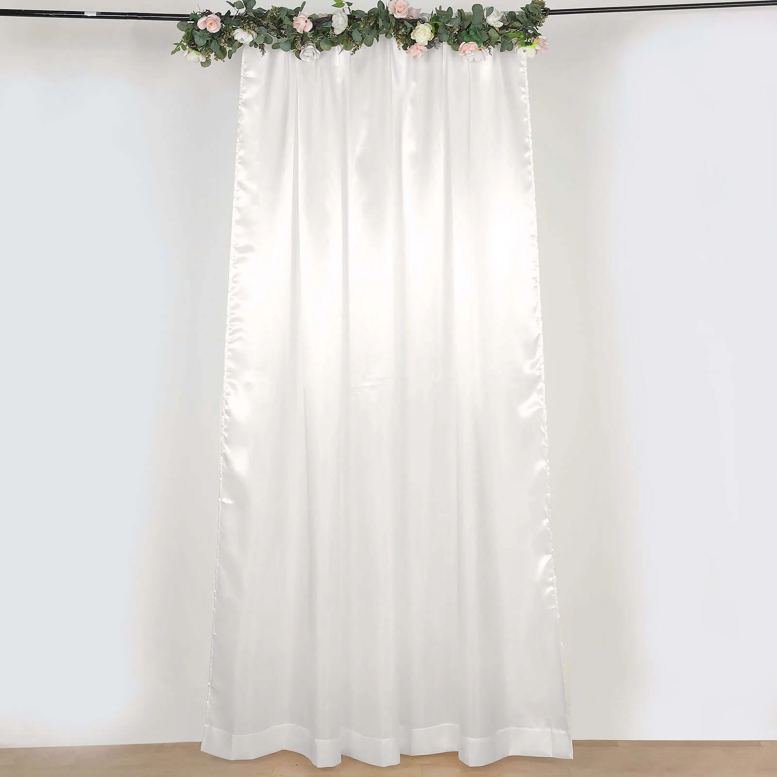 Ivory Satin Backdrop Drape Curtain, Photo Booth Event Divider Panel - 8ftx10ft - Image 6