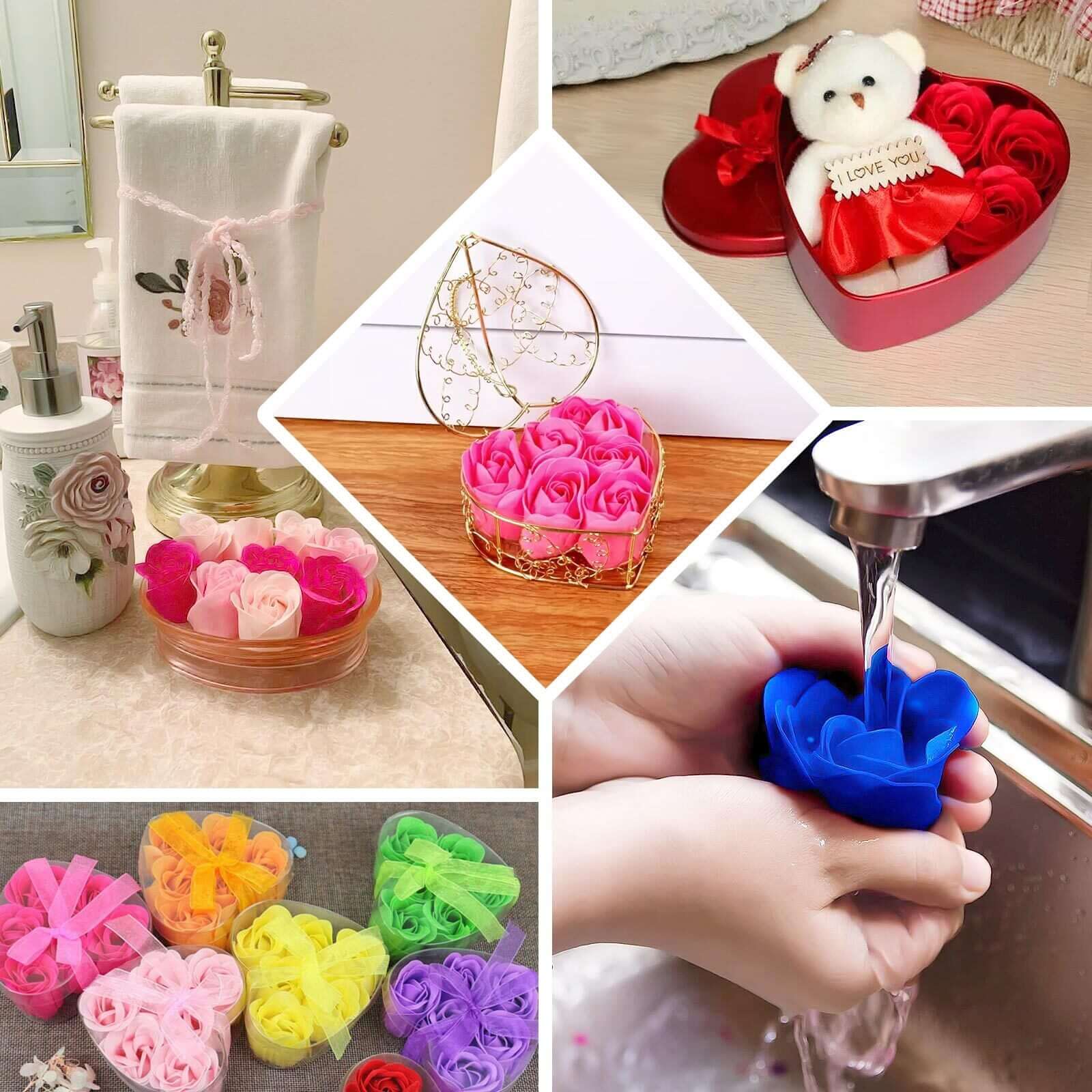 4 Pack 24 Pcs Ivory Scented Rose Soap Heart Shaped Party Favors With Gift Boxes And Ribbon - Image 5