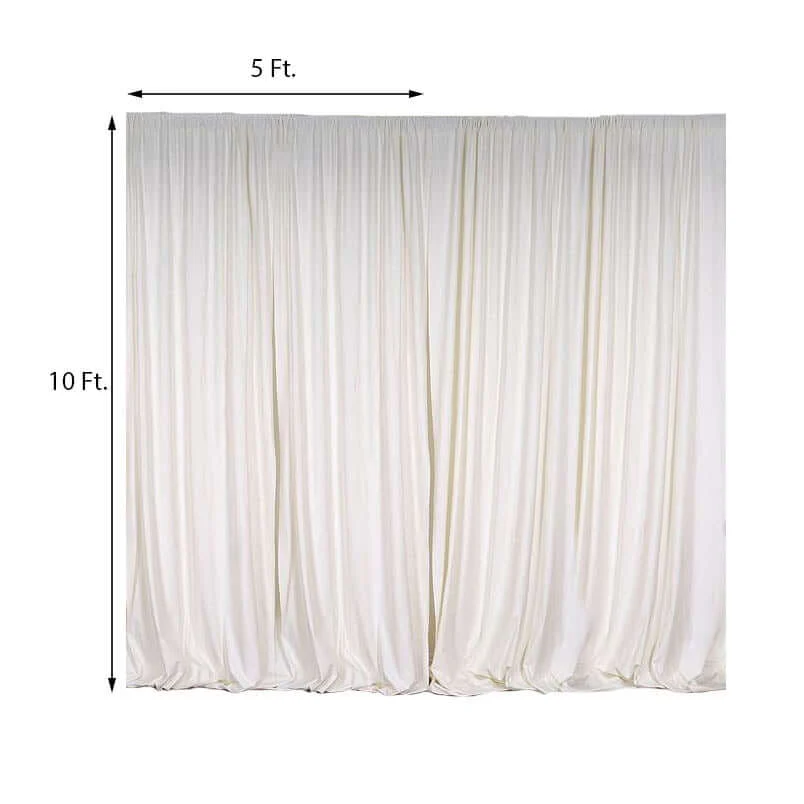 2 Pack 5ftx10ft Ivory Scuba Polyester Backdrop Drape Curtains, Durable Flame Resistant Event Divider Panels Wrinkle Free With Rod Pockets - Image 3