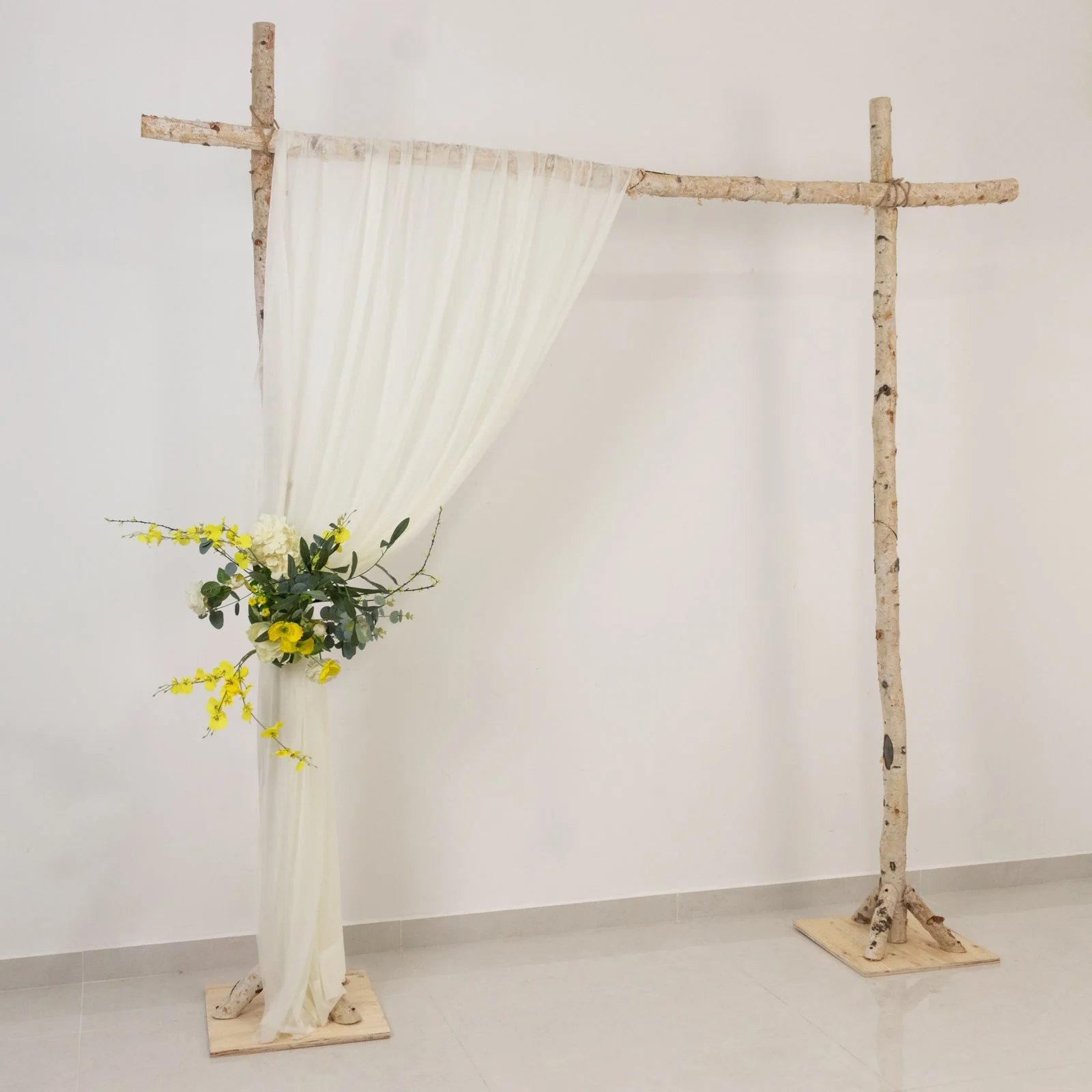 Sheer Wedding Arch Drape – 5ftx14ft Ivory Sheer Curtain Backdrop, Ceiling Drapery Panel