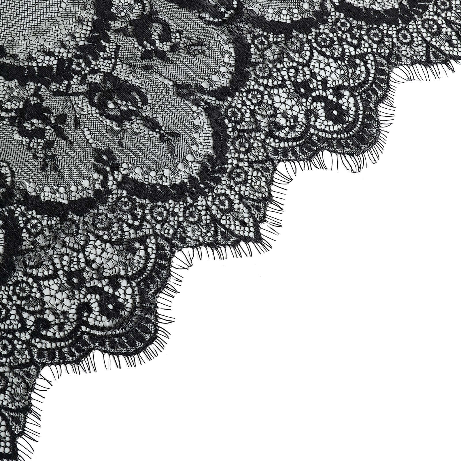 Lace Rectangle Tablecloth 60"x120" Black with Scalloped Frill Edges - Vintage Design Table Cover - Image 10