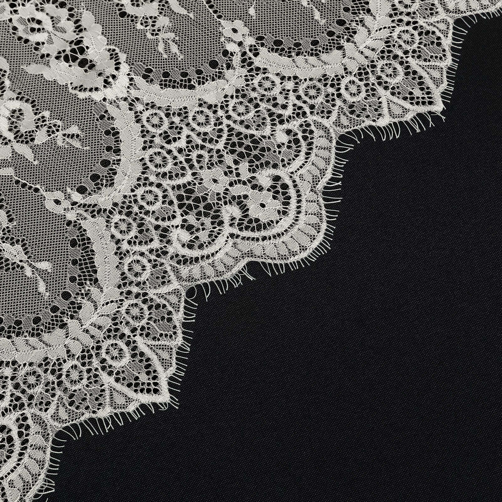 Lace Rectangle Tablecloth 60"x120" Ivory with Scalloped Frill Edges - Vintage Design Table Cover - Image 4