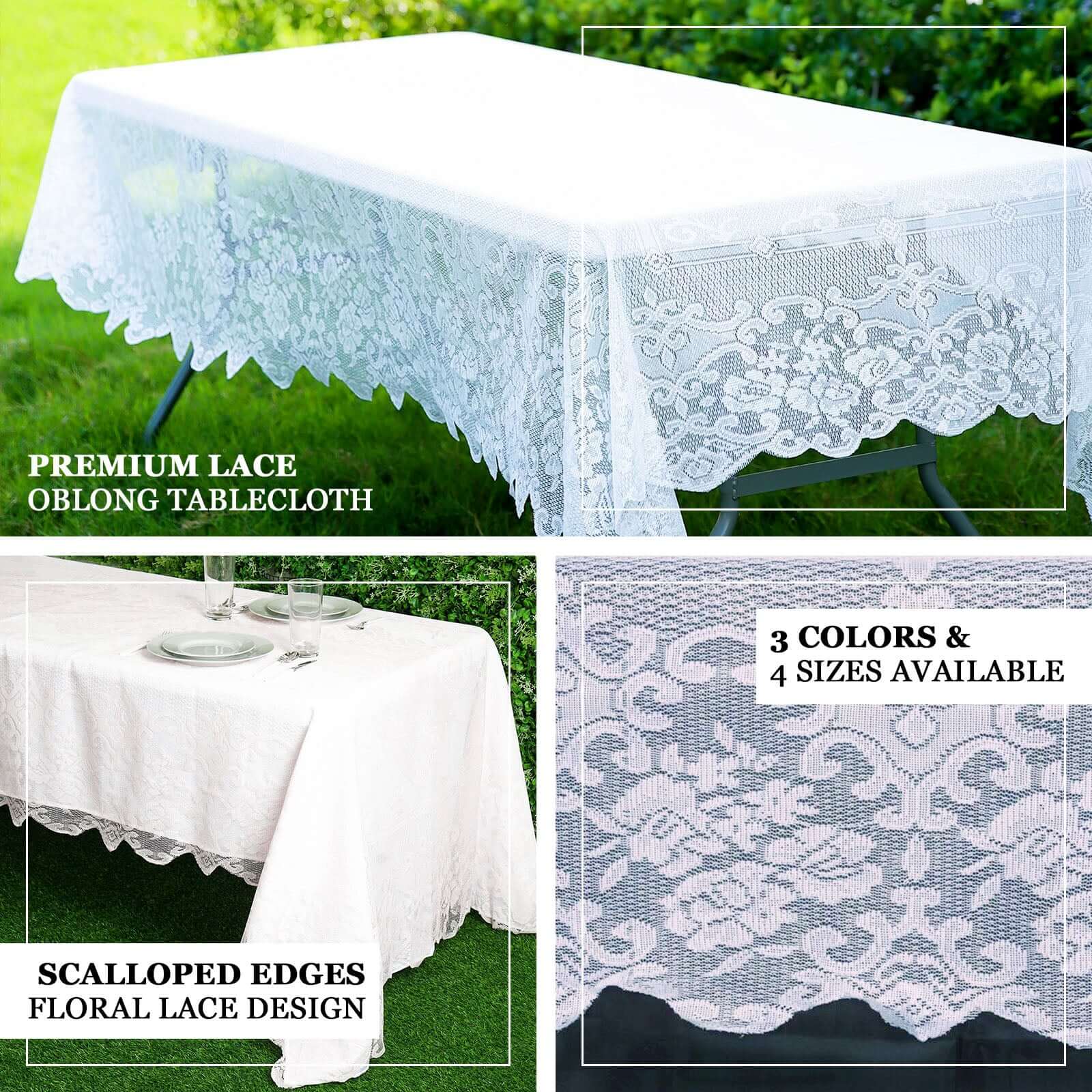 Lace Rectangular Oblong Tablecloth 60"x108" White with Premium Design - Perfect for Dining and Gatherings - Image 4