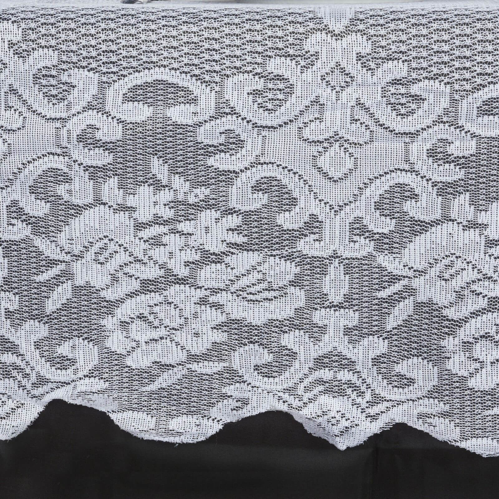 Lace Rectangular Oblong Tablecloth 60"x126" White with Premium Design - Perfect for Weddings and Receptions - Image 2