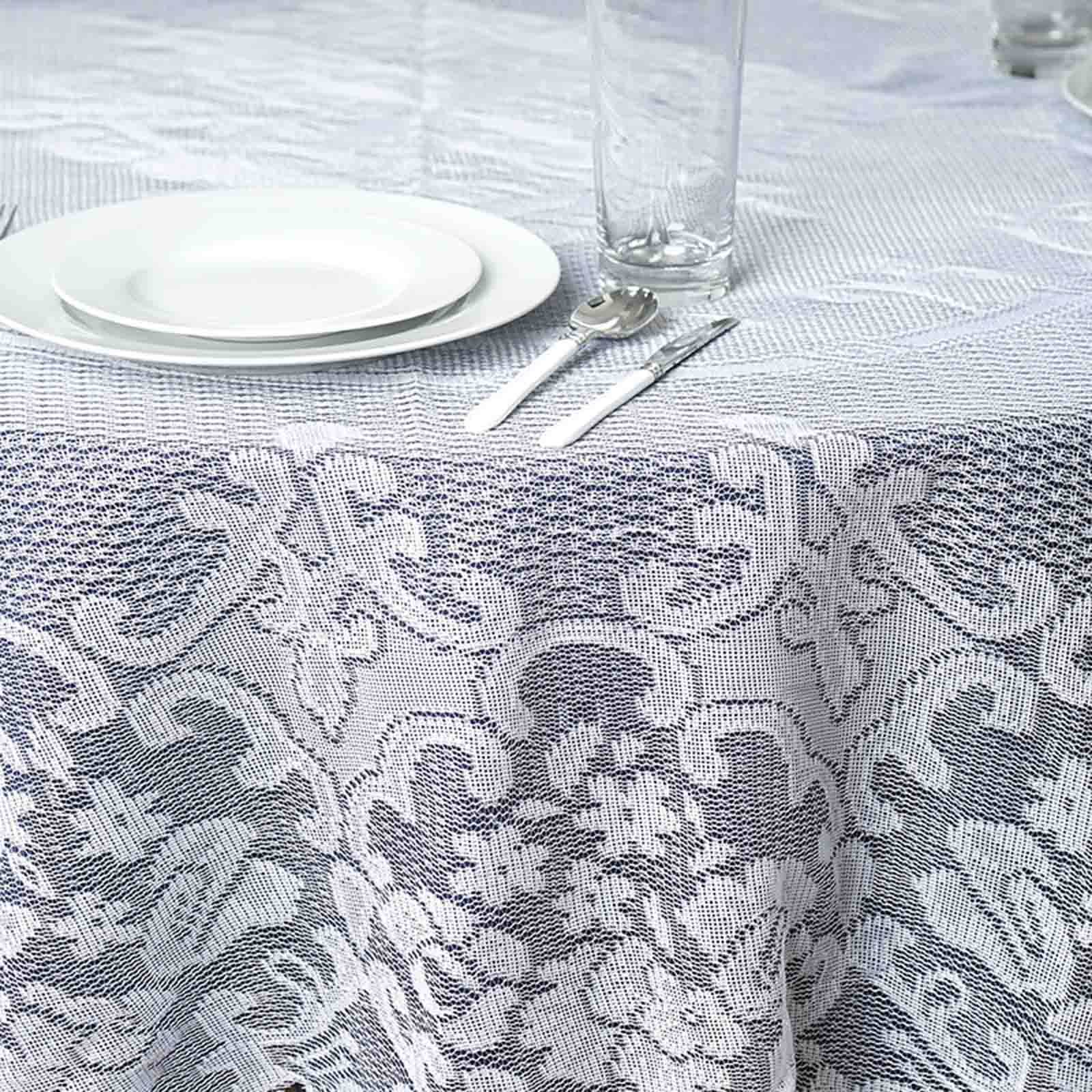 Lace Round Tablecloth 70" Ivory with Premium Design Table Cover - Image 2