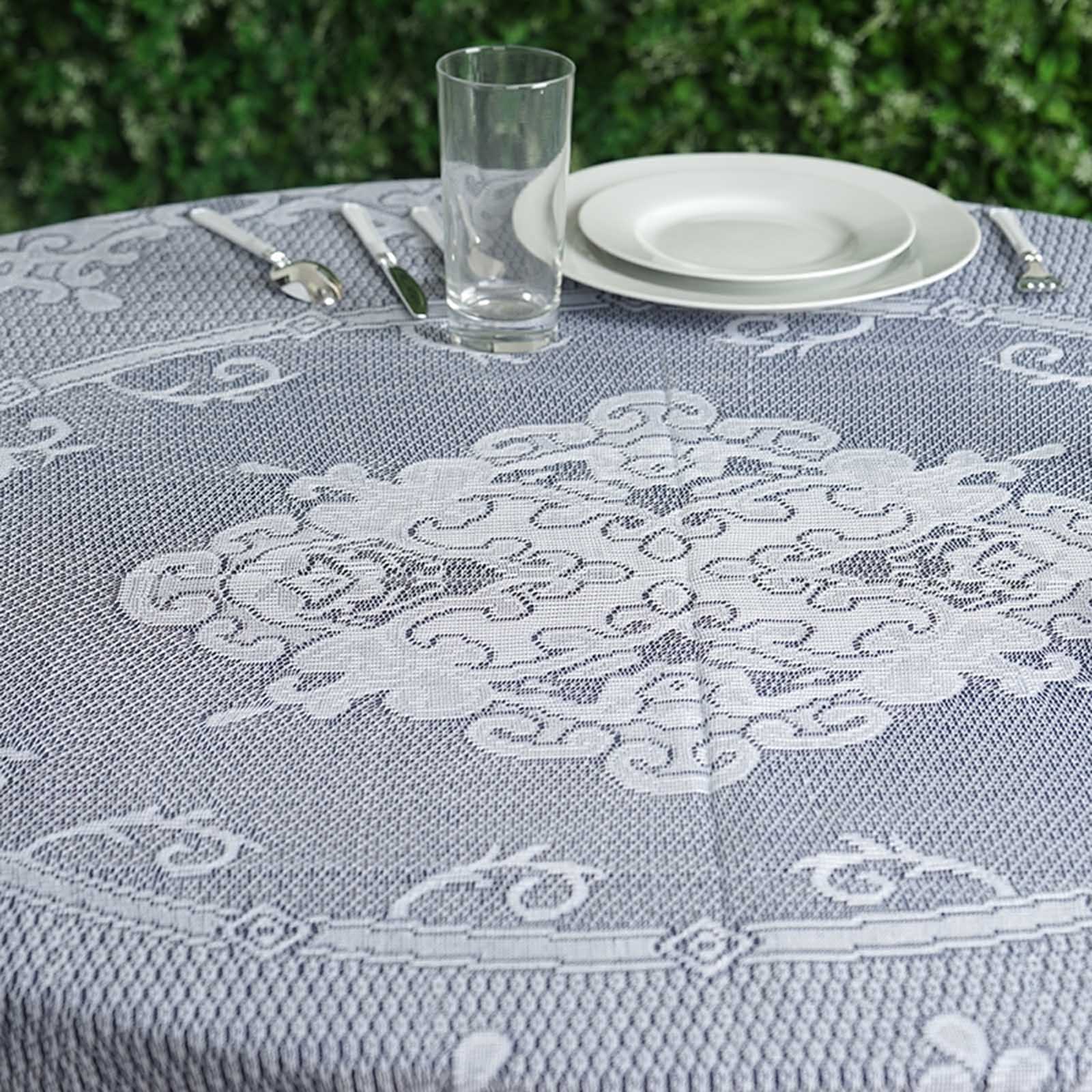Lace Round Tablecloth 70" White with Premium Design - Ideal for Dining and Casual Gatherings - Image 4