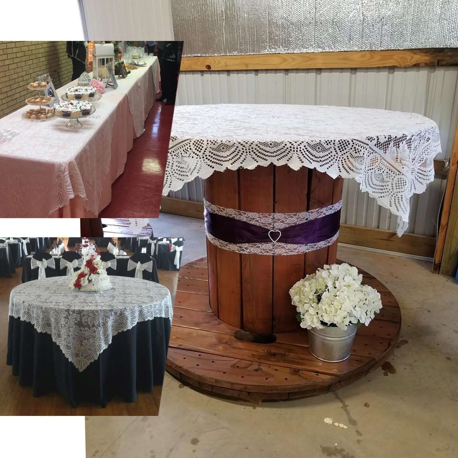 Lace Square Table Overlay 54"x54" White with Victorian Design - Perfect for Weddings and Vintage Themes - Image 4