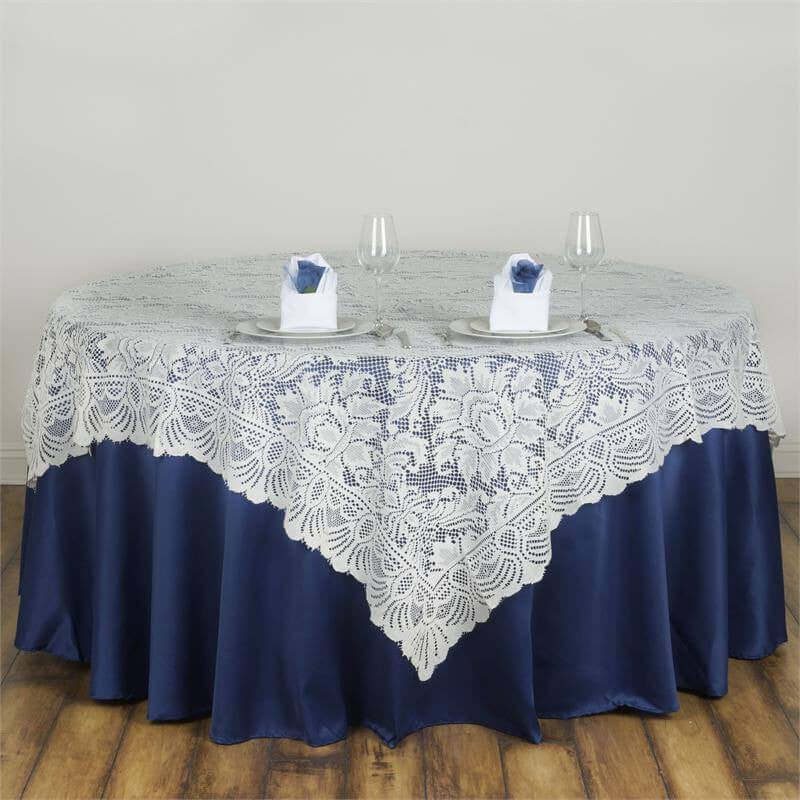 Lace Table Overlay 90"x90" Ivory - Classic Table Topper