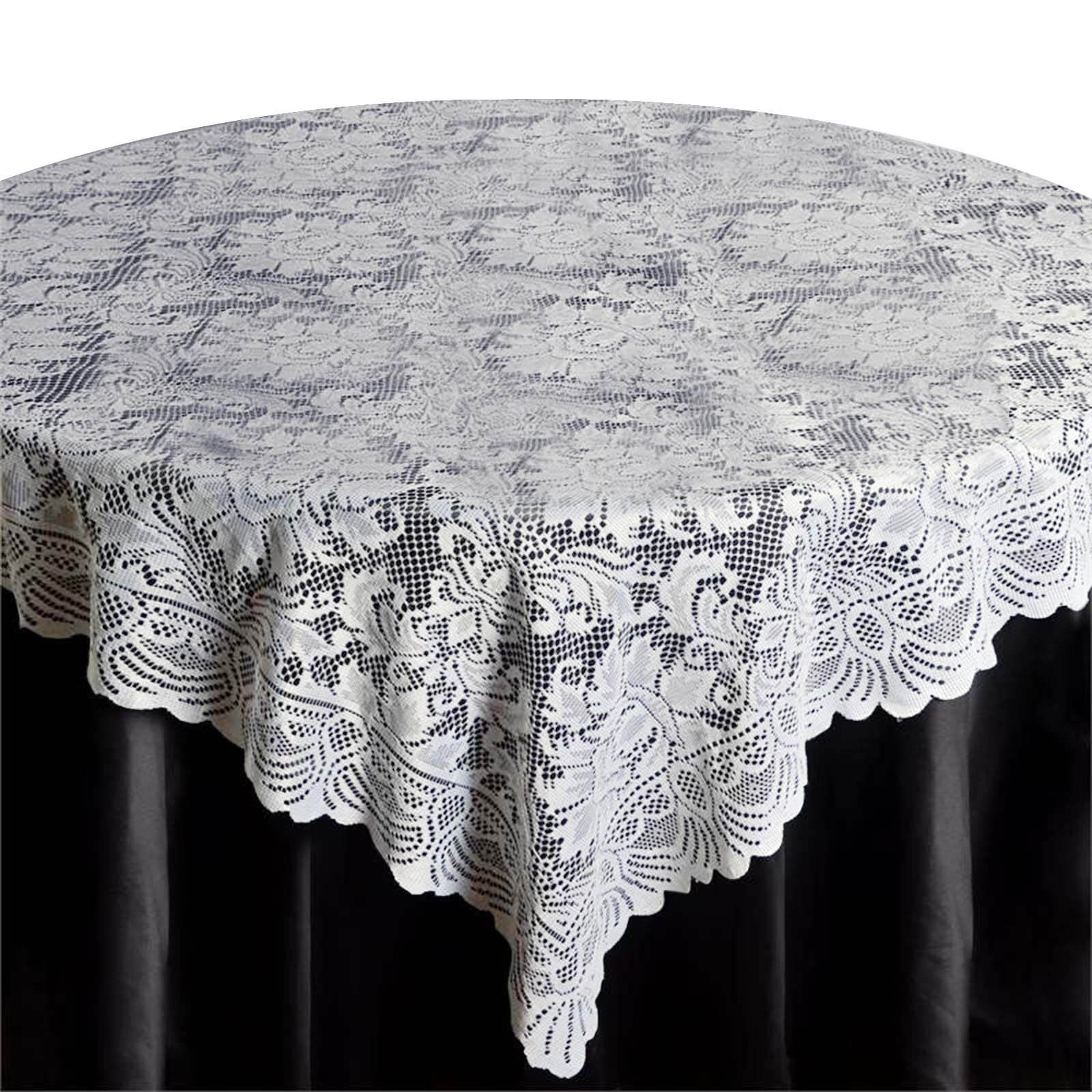 Lace Table Overlay 90"x90" Ivory - Classic Table Topper - Image 3