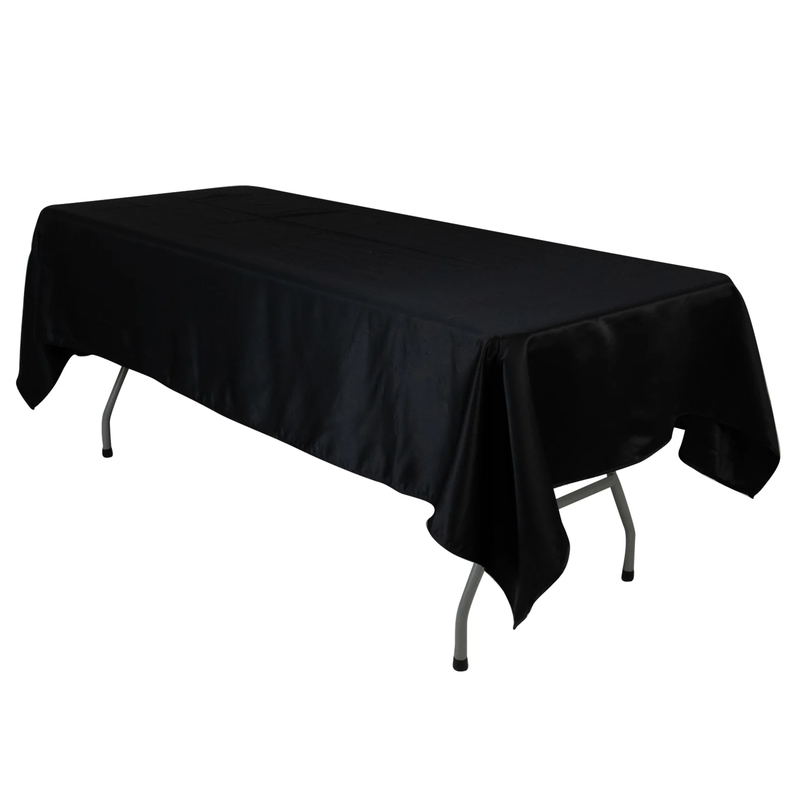 Lamour Satin Rectangle Tablecloth 60"x102" Black - Soft and Wrinkle Resistant Table Cover for Weddings & Parties - Image 3