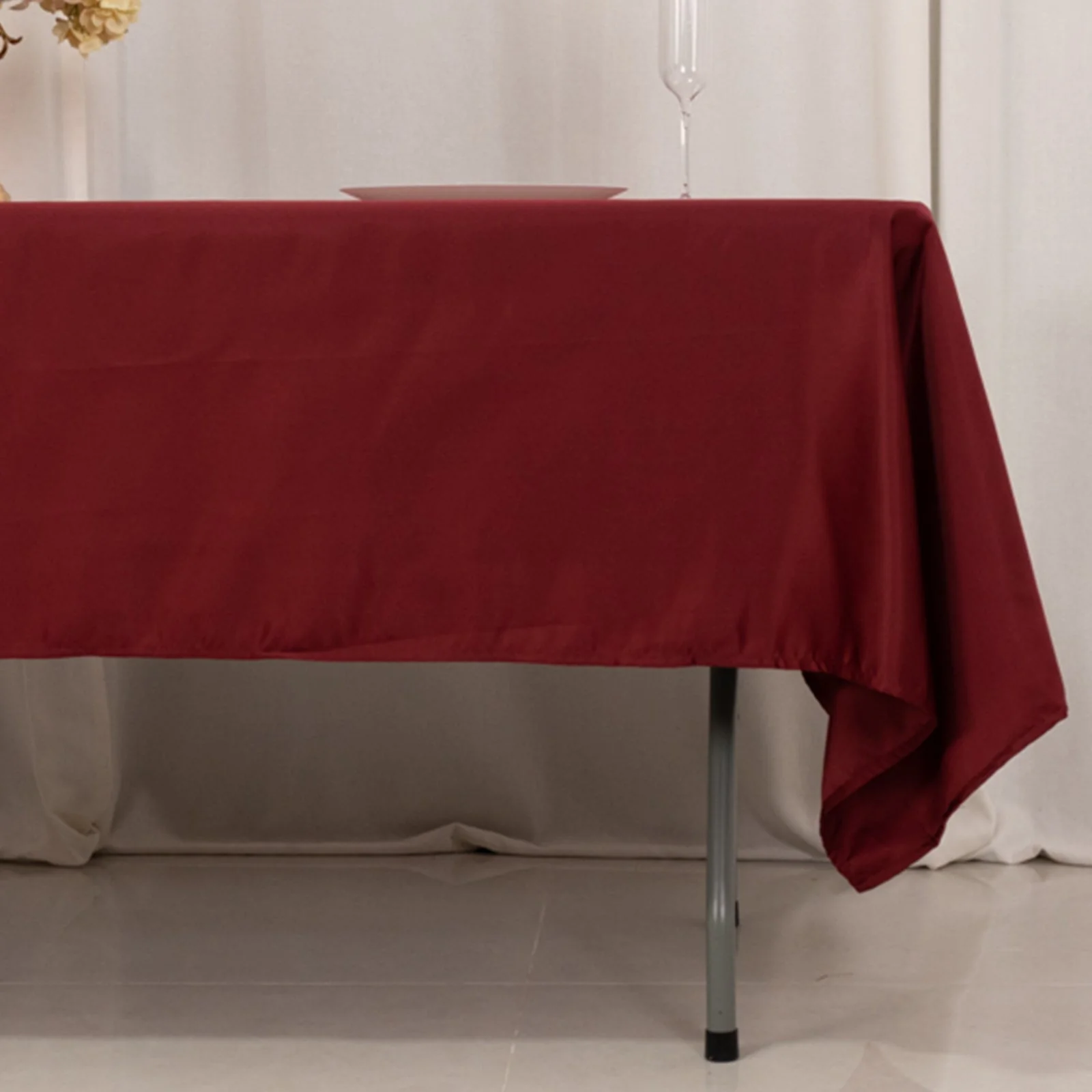 Lamour Satin Rectangle Tablecloth 60"x102" Burgundy - Wrinkle Resistant Table Cover - Image 2