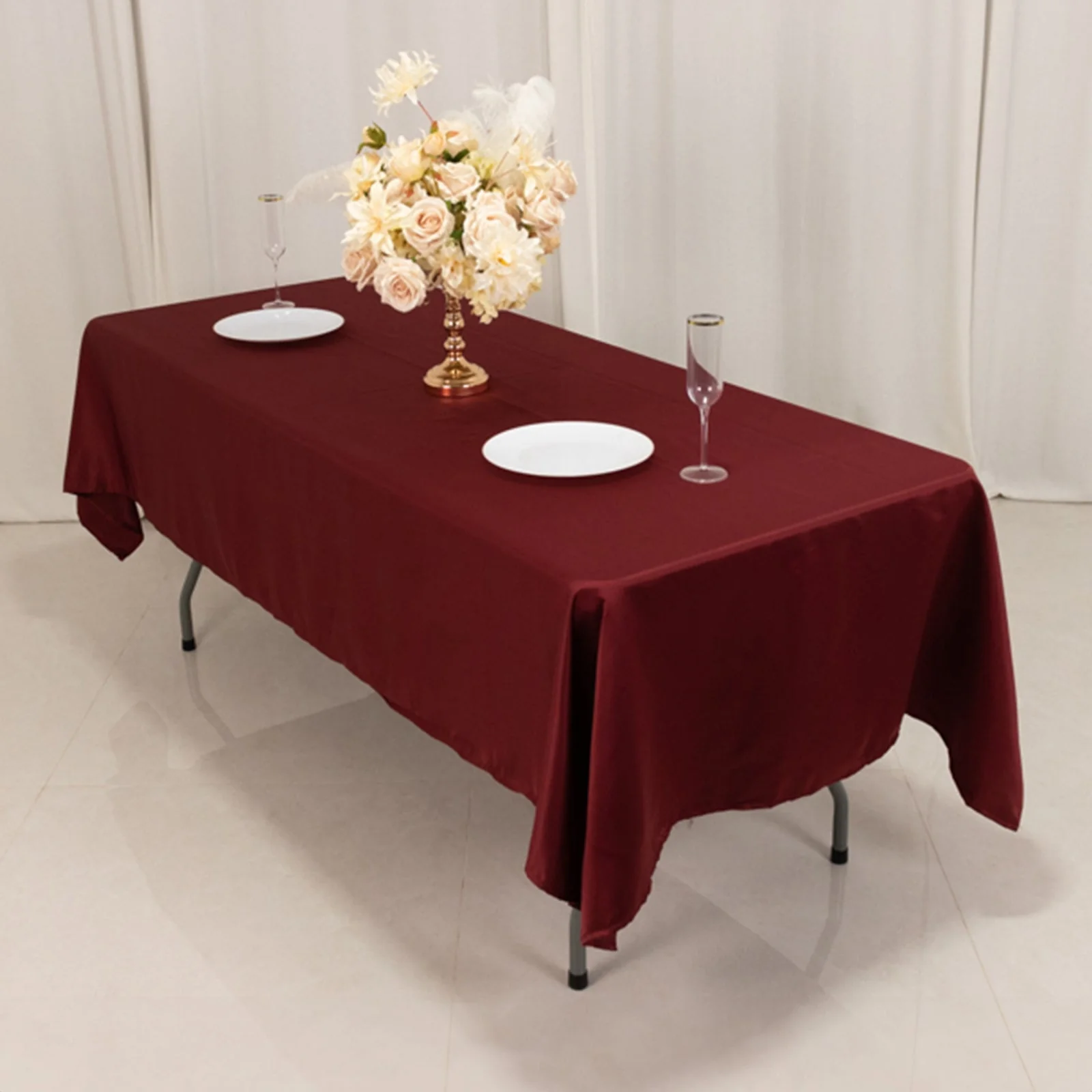 Lamour Satin Rectangle Tablecloth 60"x102" Burgundy - Wrinkle Resistant Table Cover - Image 5