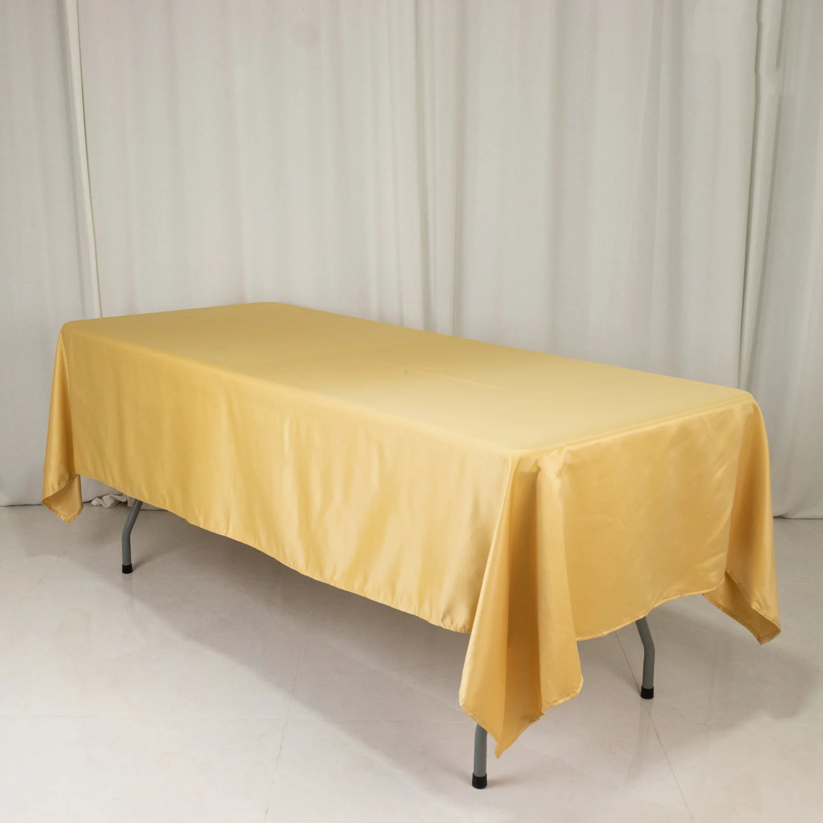 Lamour Satin Rectangle Tablecloth 60"x102" Champagne - Wrinkle Resistant Table Cover
