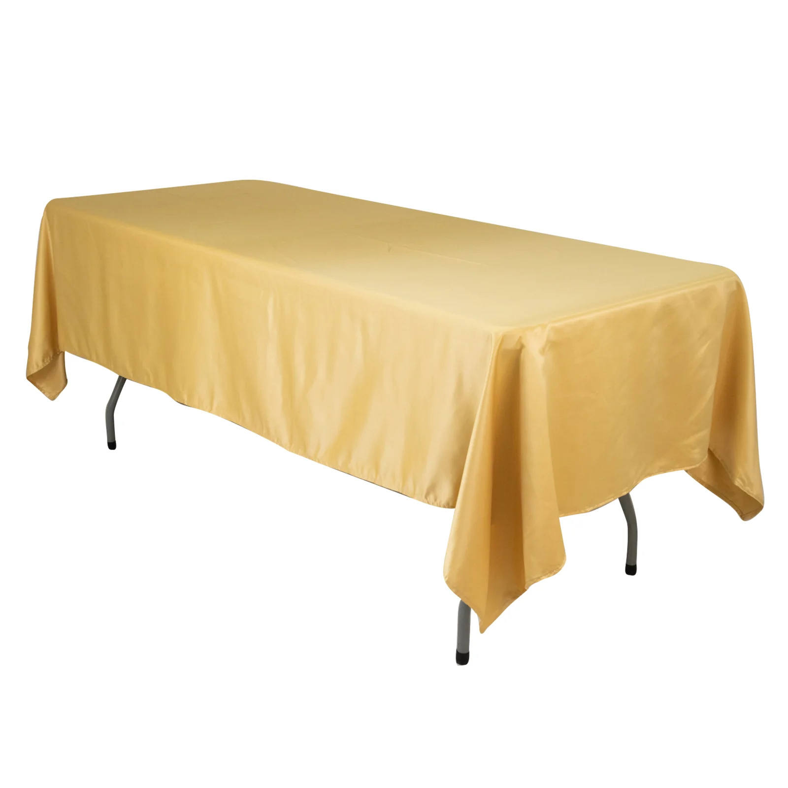Lamour Satin Rectangle Tablecloth 60"x102" Champagne - Wrinkle Resistant Table Cover - Image 2