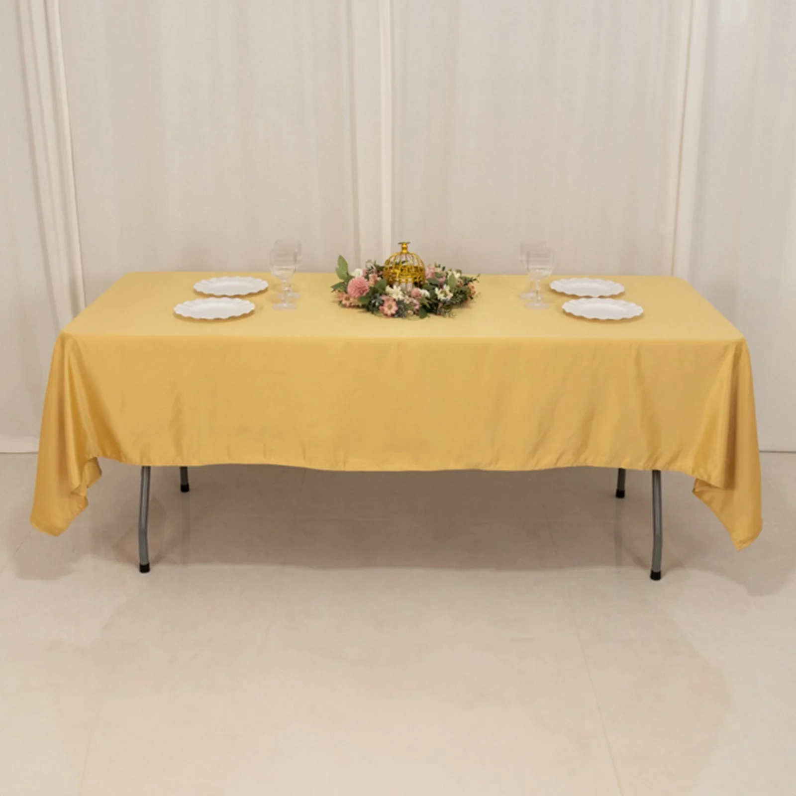 Lamour Satin Rectangle Tablecloth 60"x102" Champagne - Wrinkle Resistant Table Cover - Image 6