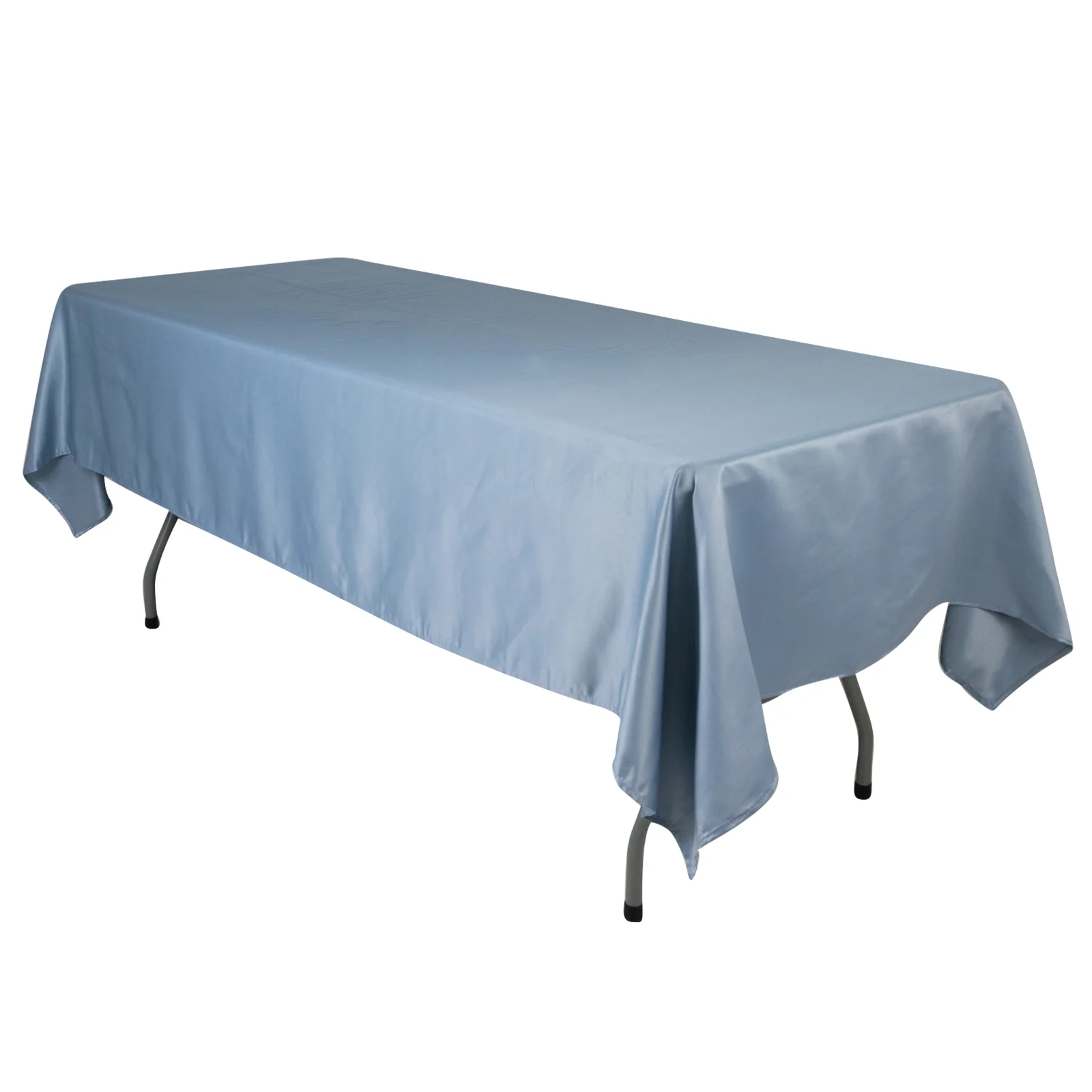 Lamour Satin Rectangle Tablecloth 60"x102" Dusty Blue - Wrinkle Resistant Table Cover - Image 2
