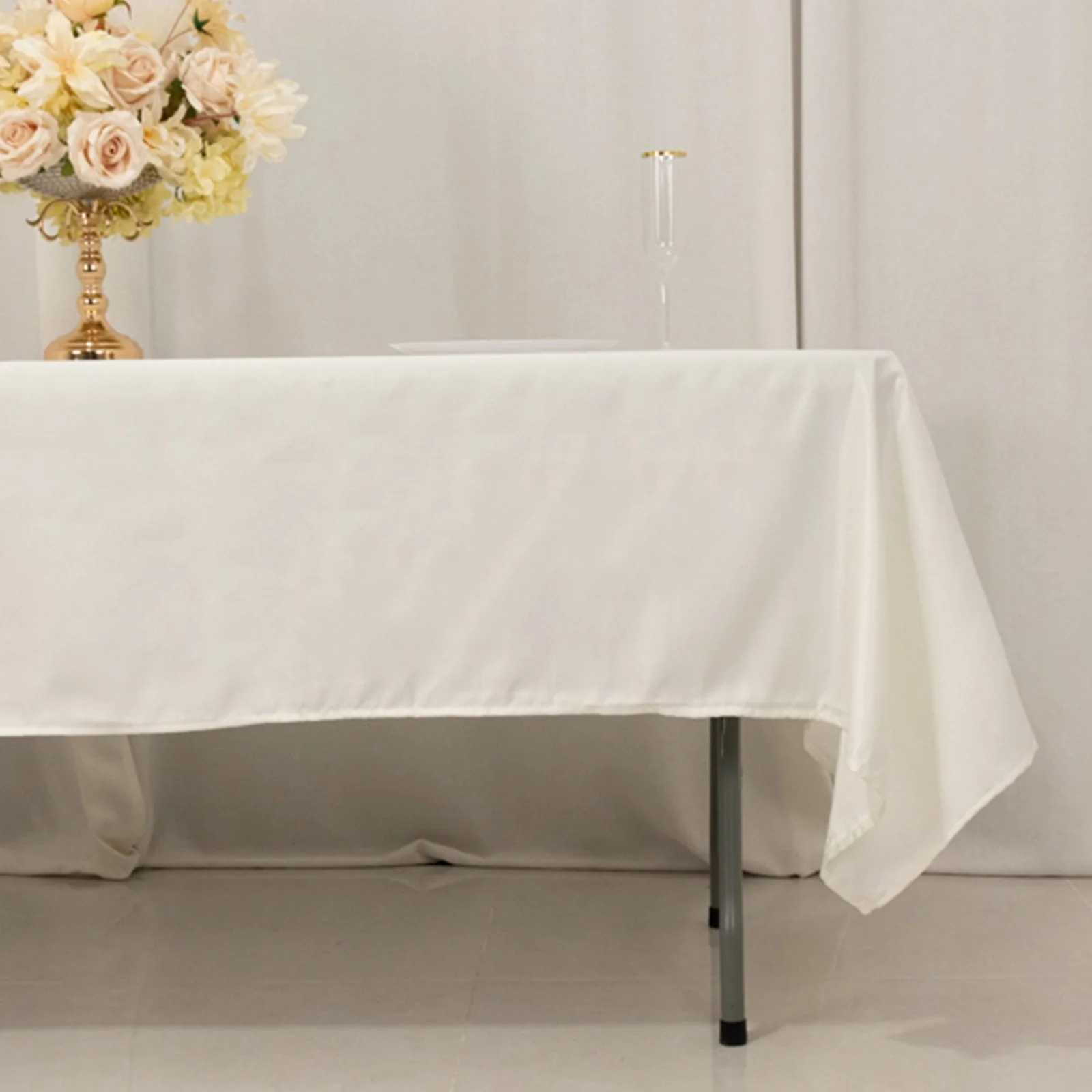 Lamour Satin Rectangle Tablecloth 60"x102" Ivory - Wrinkle Resistant Table Cover - Image 2