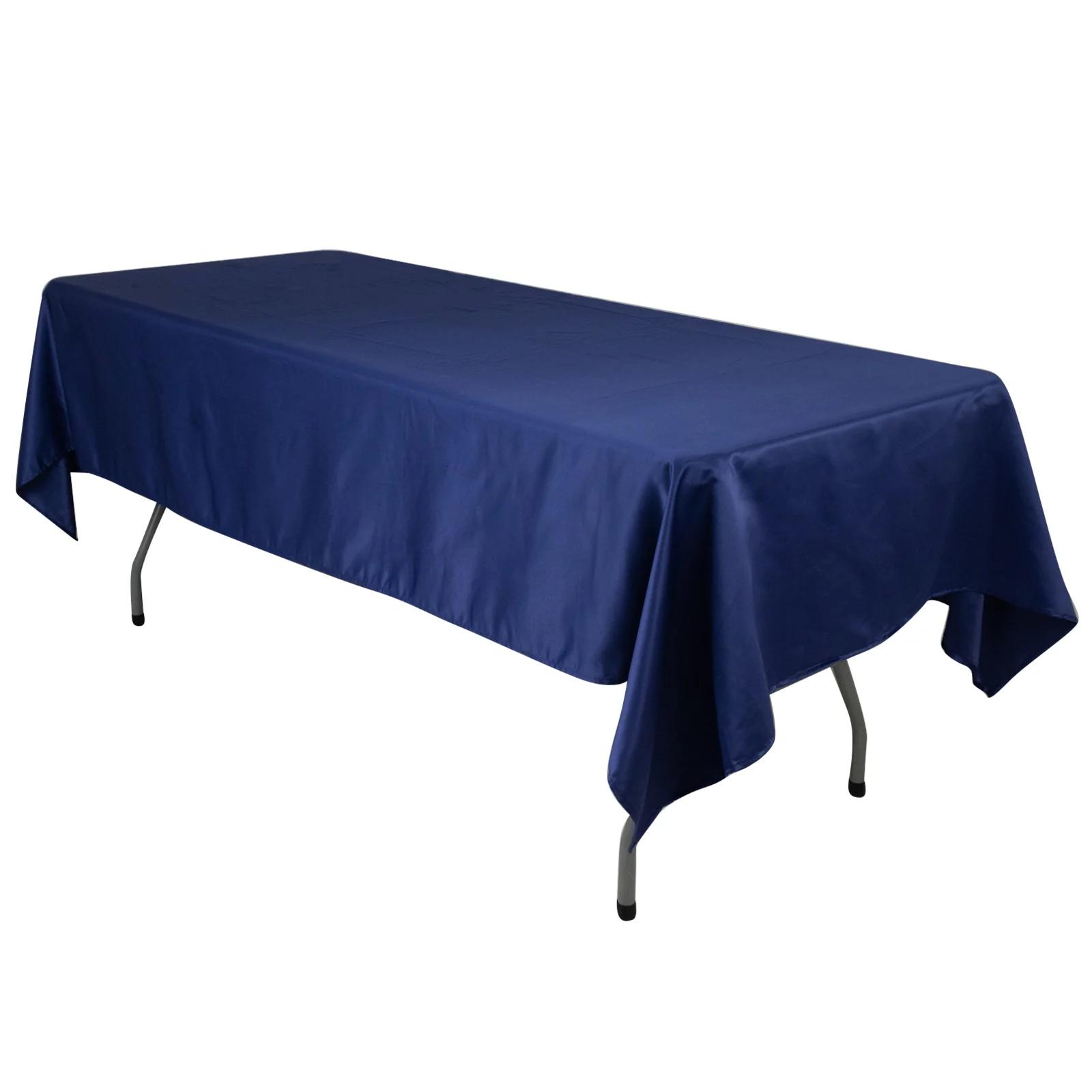 Lamour Satin Rectangle Tablecloth 60"x102" Navy Blue - Wrinkle Resistant Table Cover - Image 3