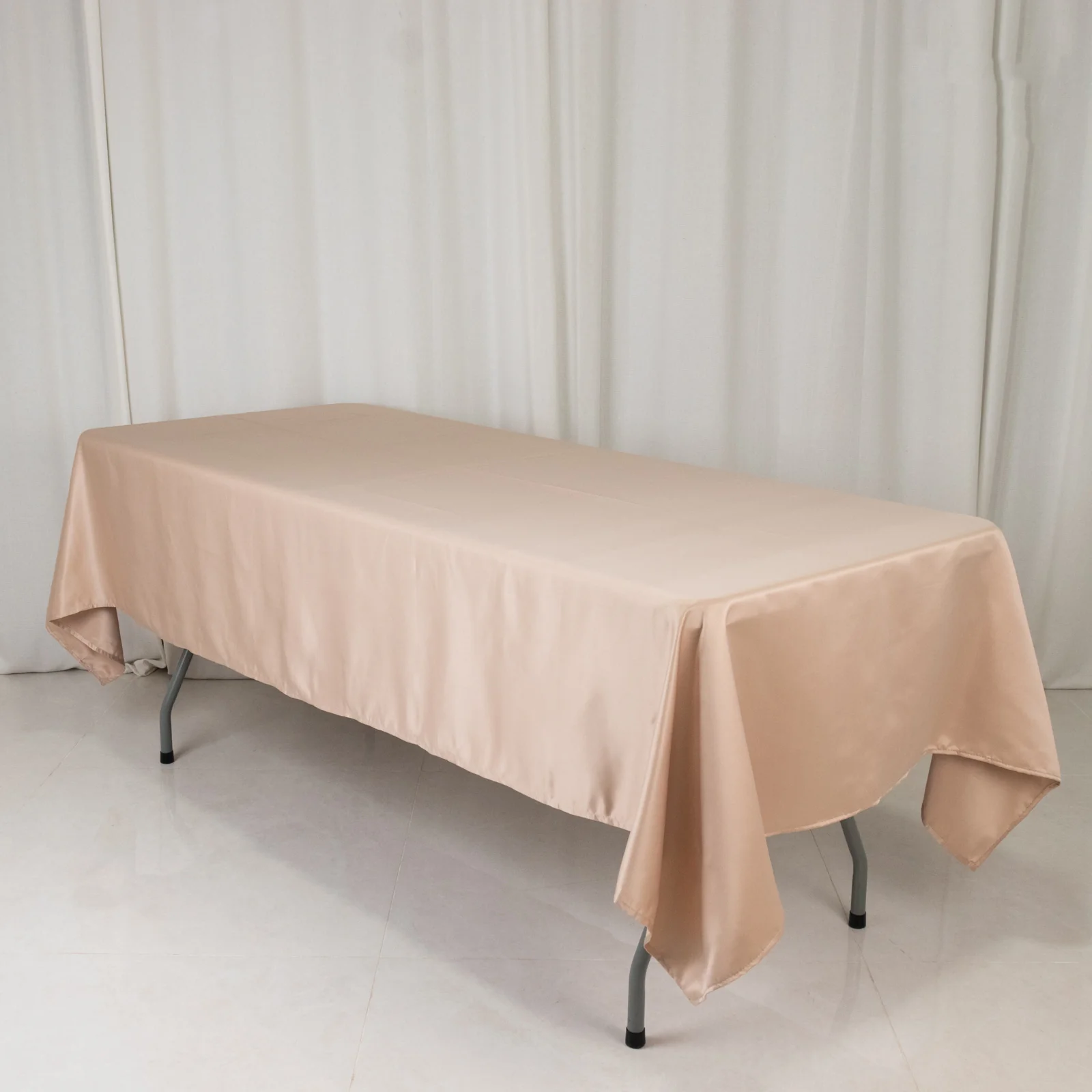 Lamour Satin Rectangle Tablecloth 60"x102" Nude - Wrinkle Resistant Table Cover