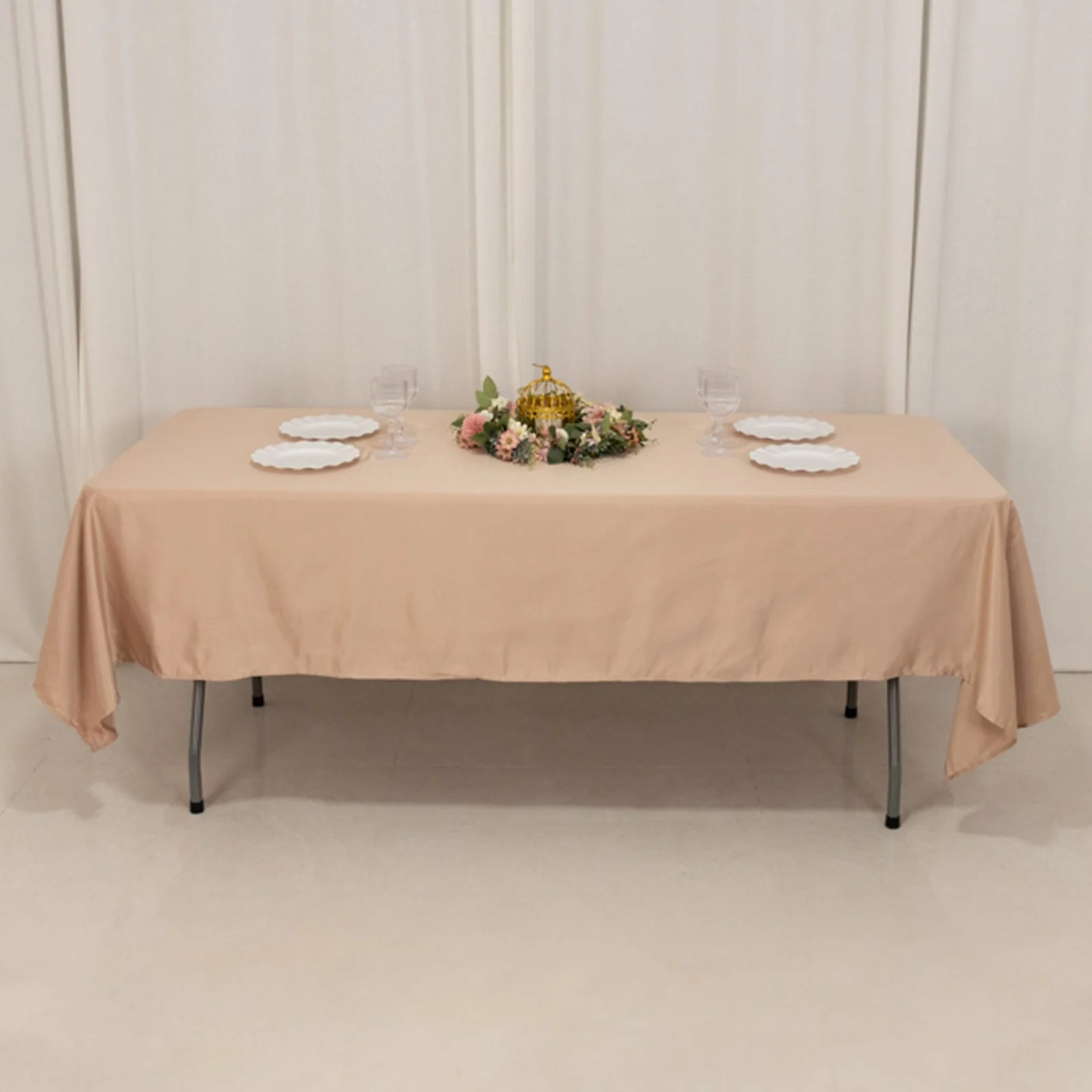 Lamour Satin Rectangle Tablecloth 60"x102" Nude - Wrinkle Resistant Table Cover - Image 6