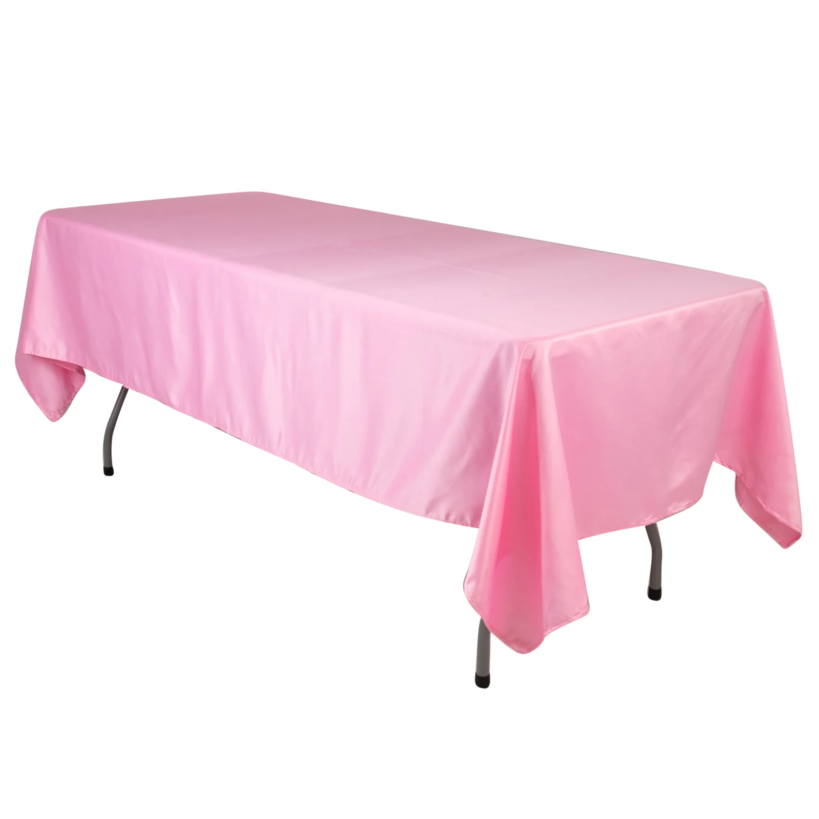 Lamour Satin Rectangle Tablecloth 60"x102" Pink - Wrinkle Resistant Table Cover - Image 2