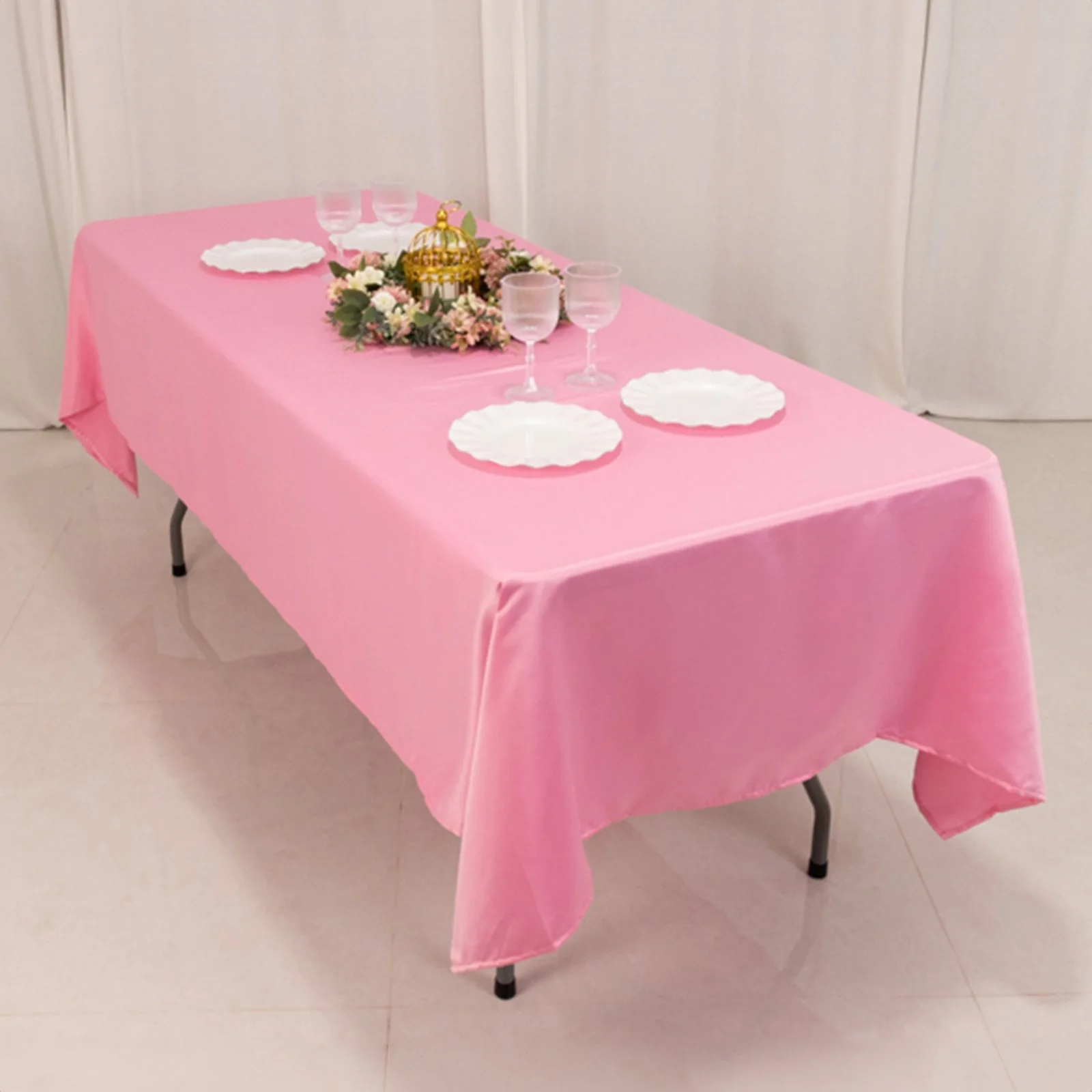 Lamour Satin Rectangle Tablecloth 60"x102" Pink - Wrinkle Resistant Table Cover - Image 6