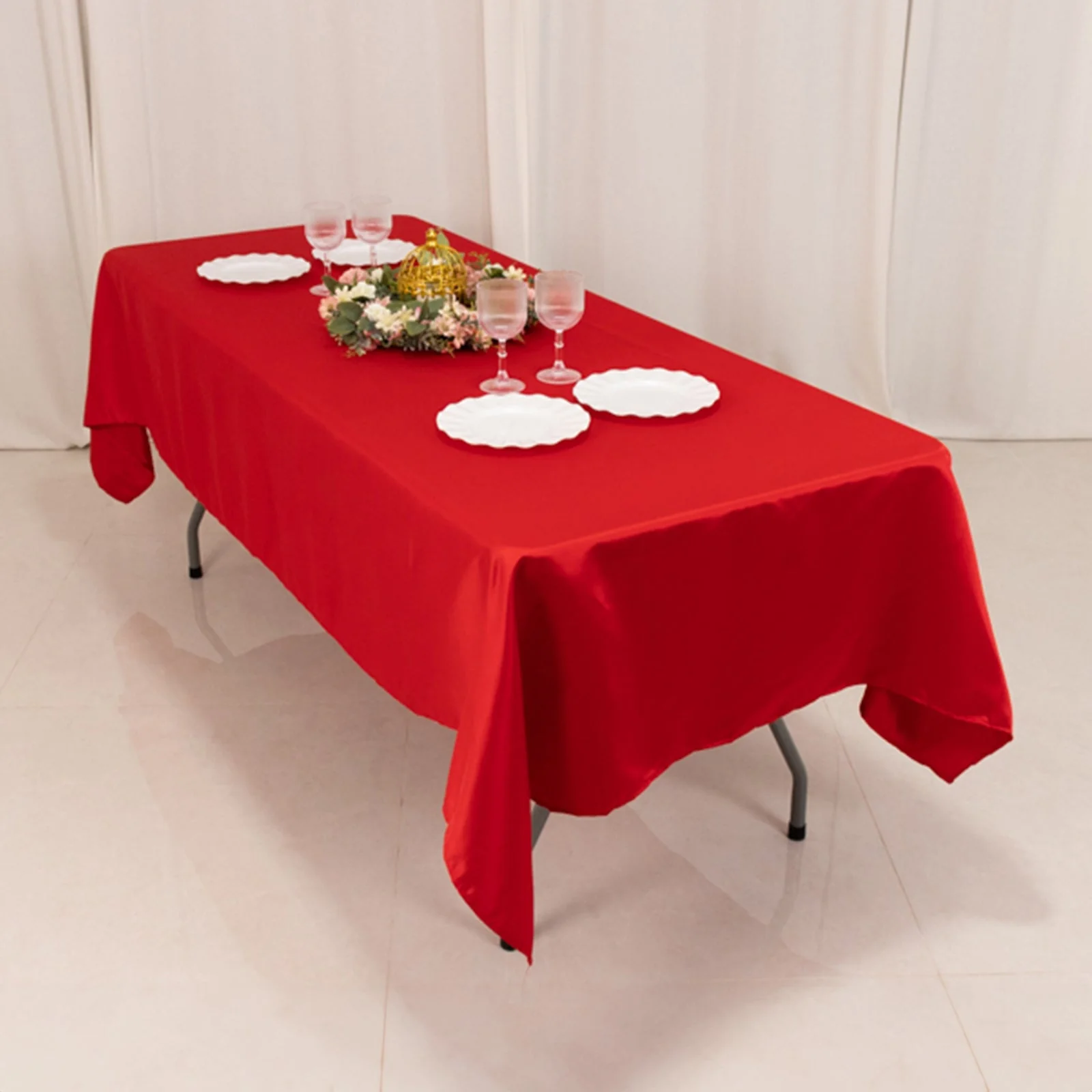 Lamour Satin Rectangle Tablecloth 60"x102" Red - Wrinkle Resistant Table Cover - Image 6