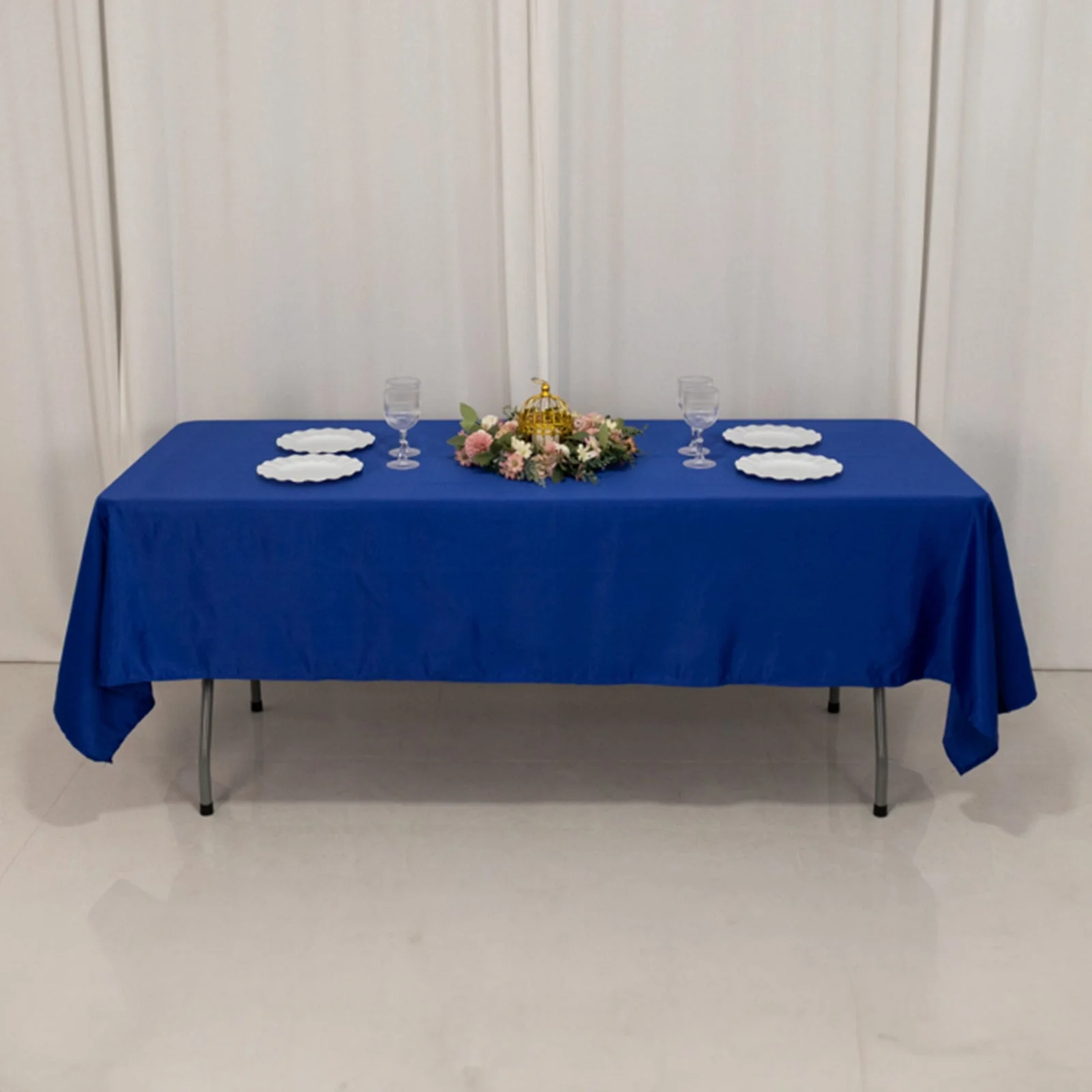 Lamour Satin Rectangle Tablecloth 60"x102" Royal Blue - Wrinkle Resistant Table Cover - Image 6