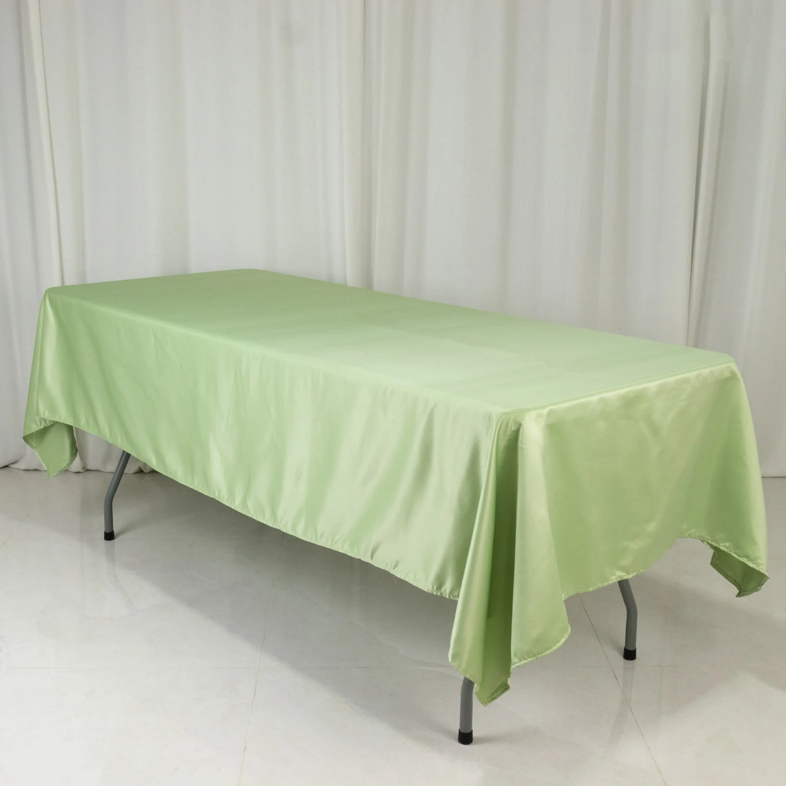 Lamour Satin Rectangle Tablecloth 60"x102" Sage Green - Wrinkle Resistant Table Cover