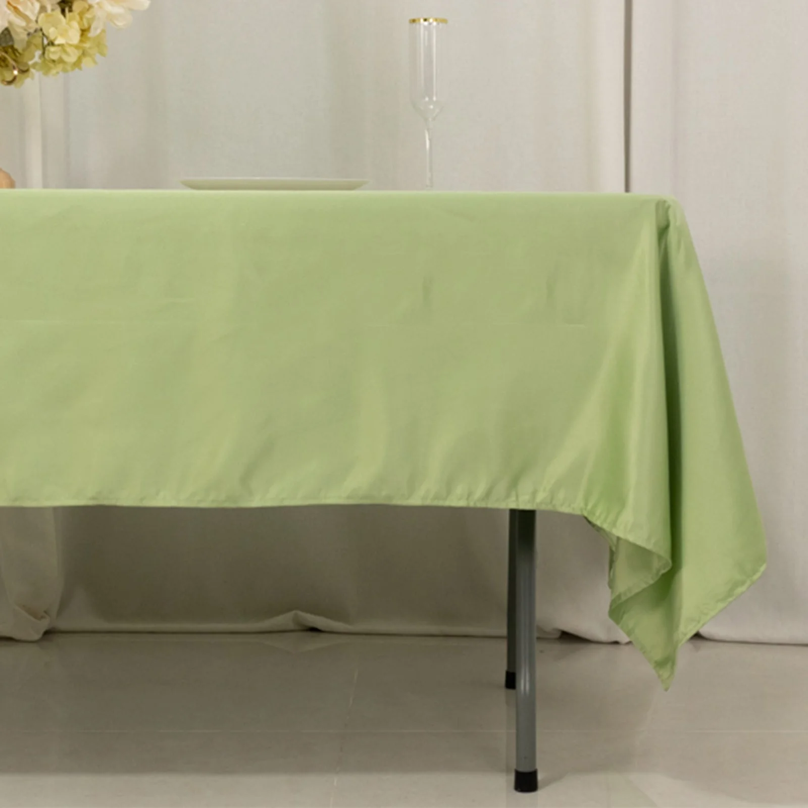 Lamour Satin Rectangle Tablecloth 60"x102" Sage Green - Wrinkle Resistant Table Cover - Image 2