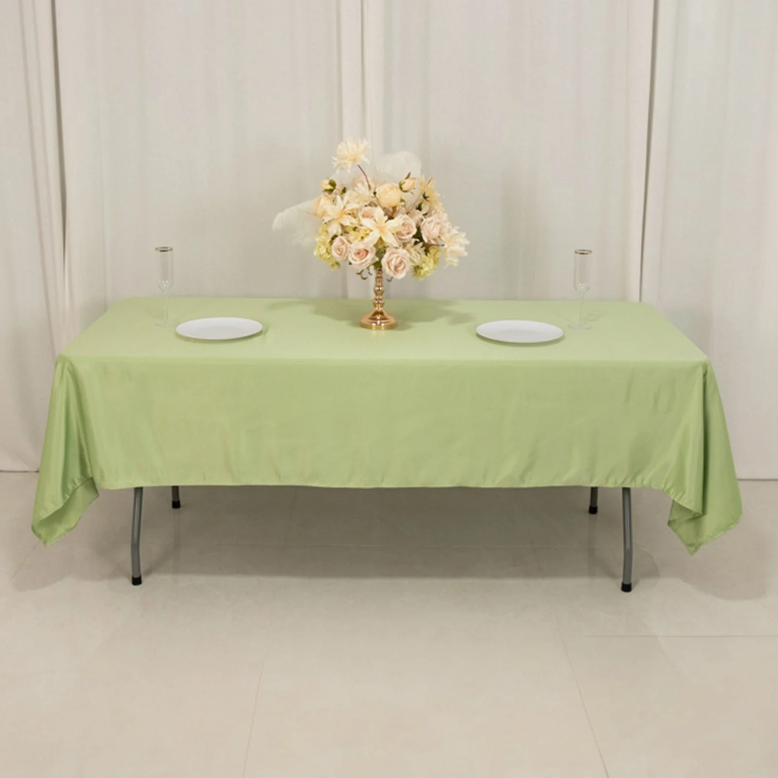 Lamour Satin Rectangle Tablecloth 60"x102" Sage Green - Wrinkle Resistant Table Cover - Image 6