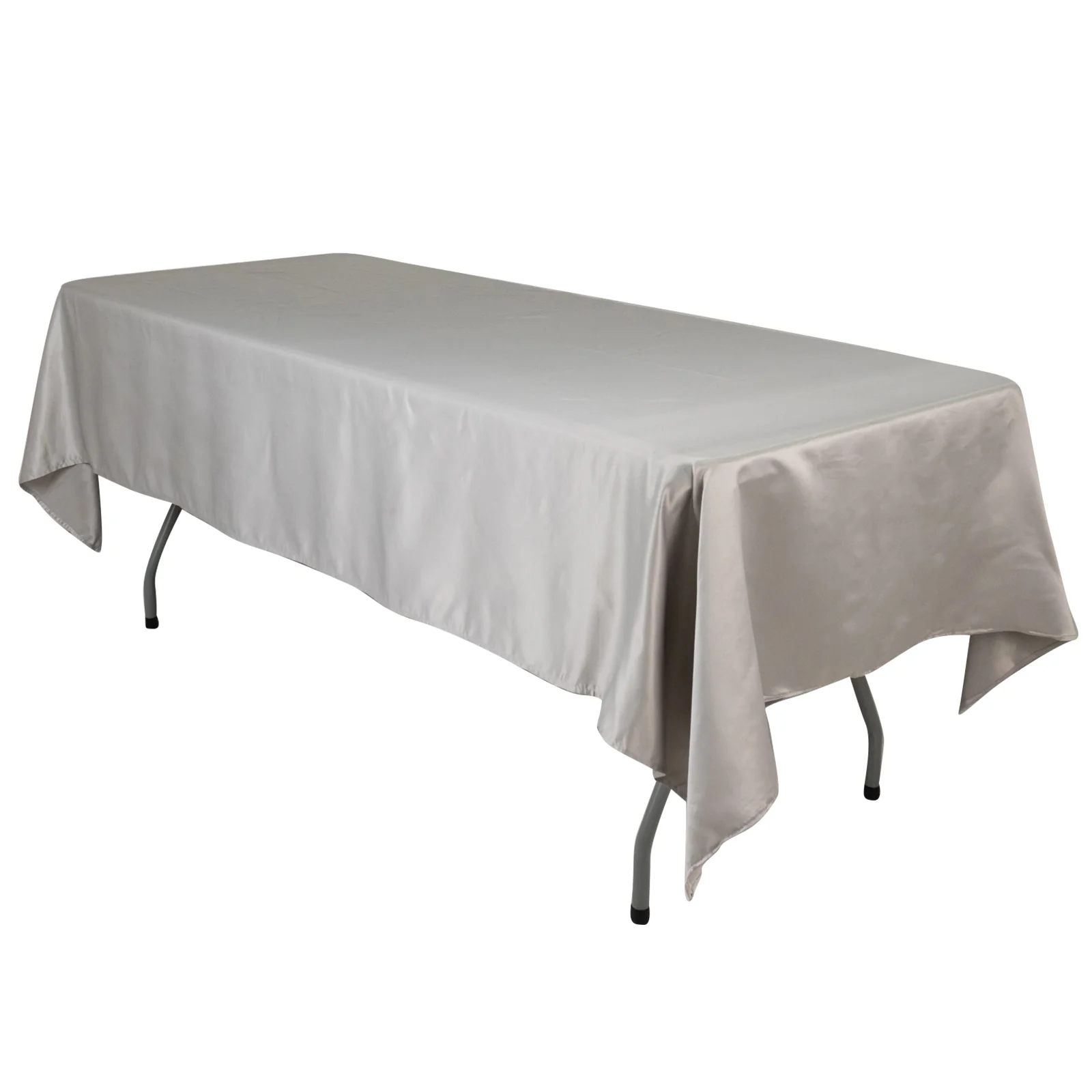 Lamour Satin Rectangle Tablecloth 60"x102" Silver - Wrinkle Resistant Table Cover - Image 3