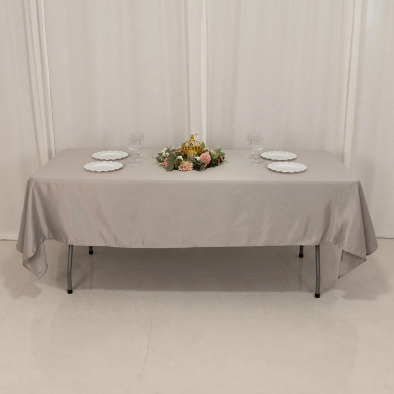 Lamour Satin Rectangle Tablecloth 60"x102" Silver - Wrinkle Resistant Table Cover - Image 6