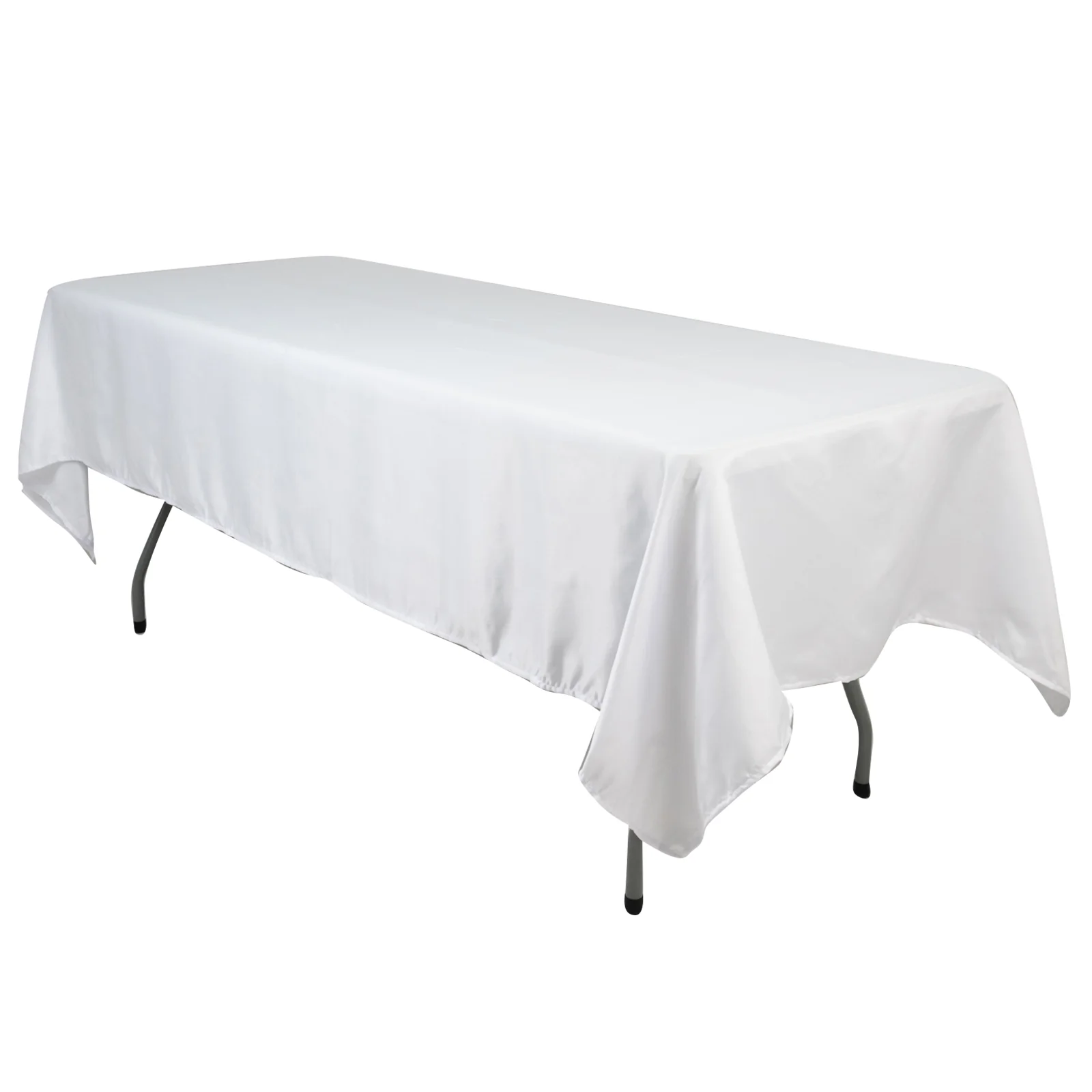 Lamour Satin Rectangle Tablecloth 60"x102" White - Soft and Wrinkle Resistant Table Cover for Weddings & Parties - Image 3