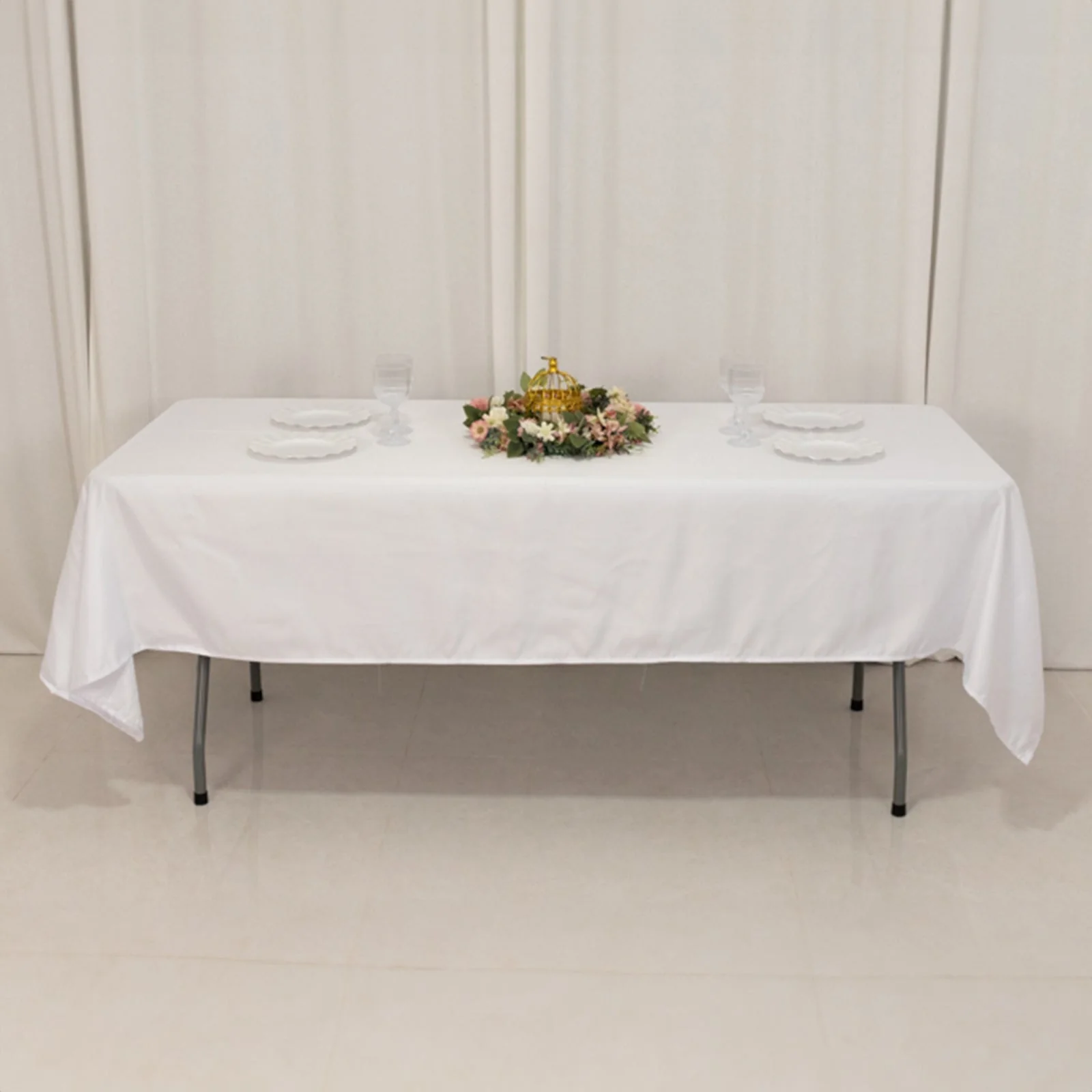 Lamour Satin Rectangle Tablecloth 60"x102" White - Soft and Wrinkle Resistant Table Cover for Weddings & Parties - Image 7