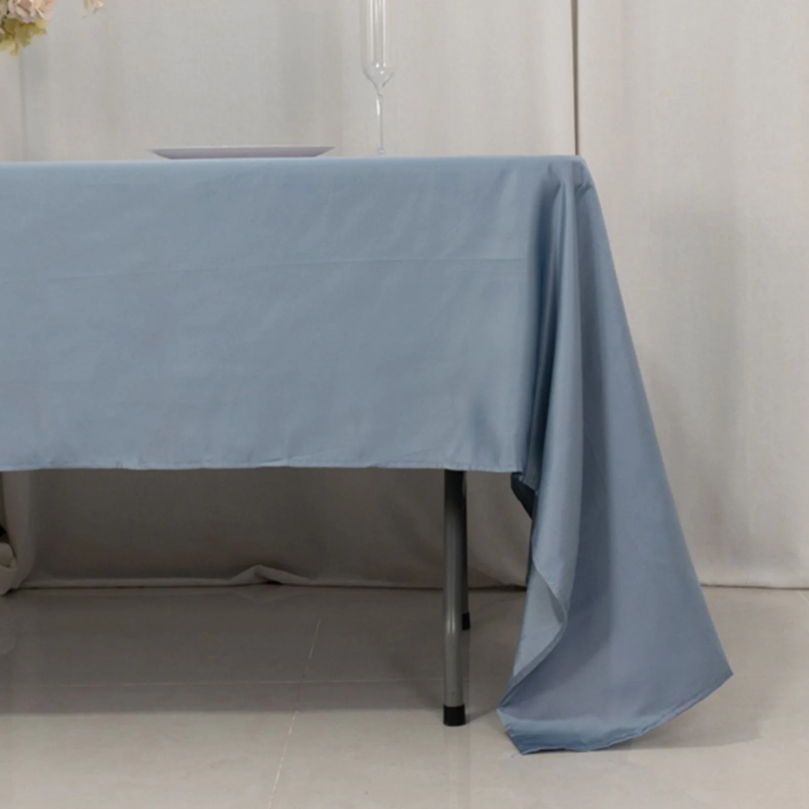 Lamour Satin Rectangle Tablecloth 60"x126" Dusty Blue - Fade & Wrinkle-Resistant Table Cover - Image 2