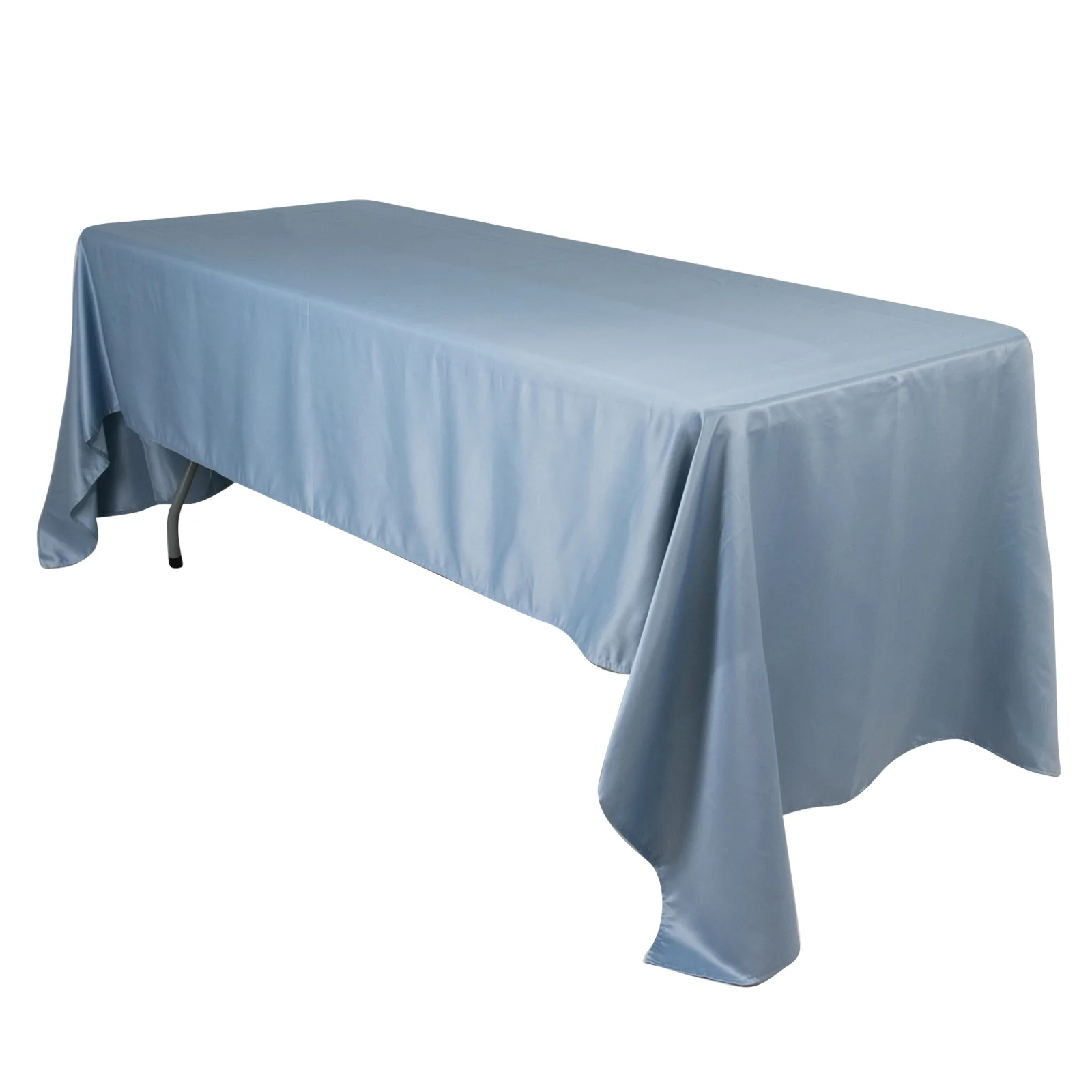 Lamour Satin Rectangle Tablecloth 60"x126" Dusty Blue - Fade & Wrinkle-Resistant Table Cover - Image 3