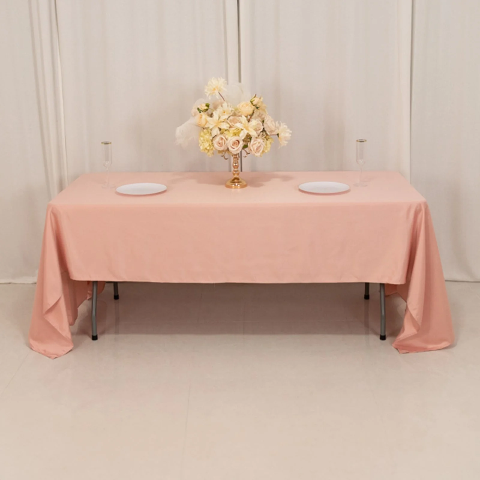 Lamour Satin Rectangle Tablecloth 60"x126" Dusty Rose - Fade & Wrinkle-Resistant Table Cover - Image 8