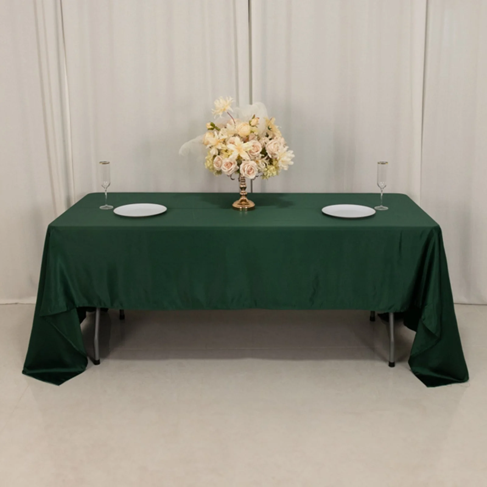 Lamour Satin Rectangle Tablecloth 60"x126" Hunter Emerald Green - Fade & Wrinkle-Resistant Table Cover - Image 7