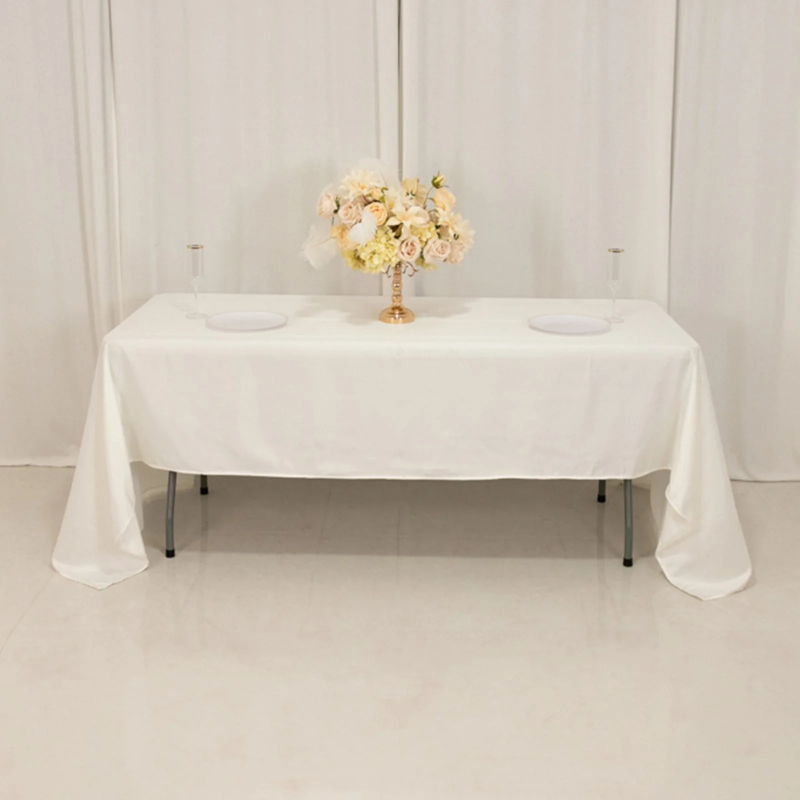 Lamour Satin Rectangle Tablecloth 60"x126" Ivory - Fade & Wrinkle-Resistant Table Cover - Image 8