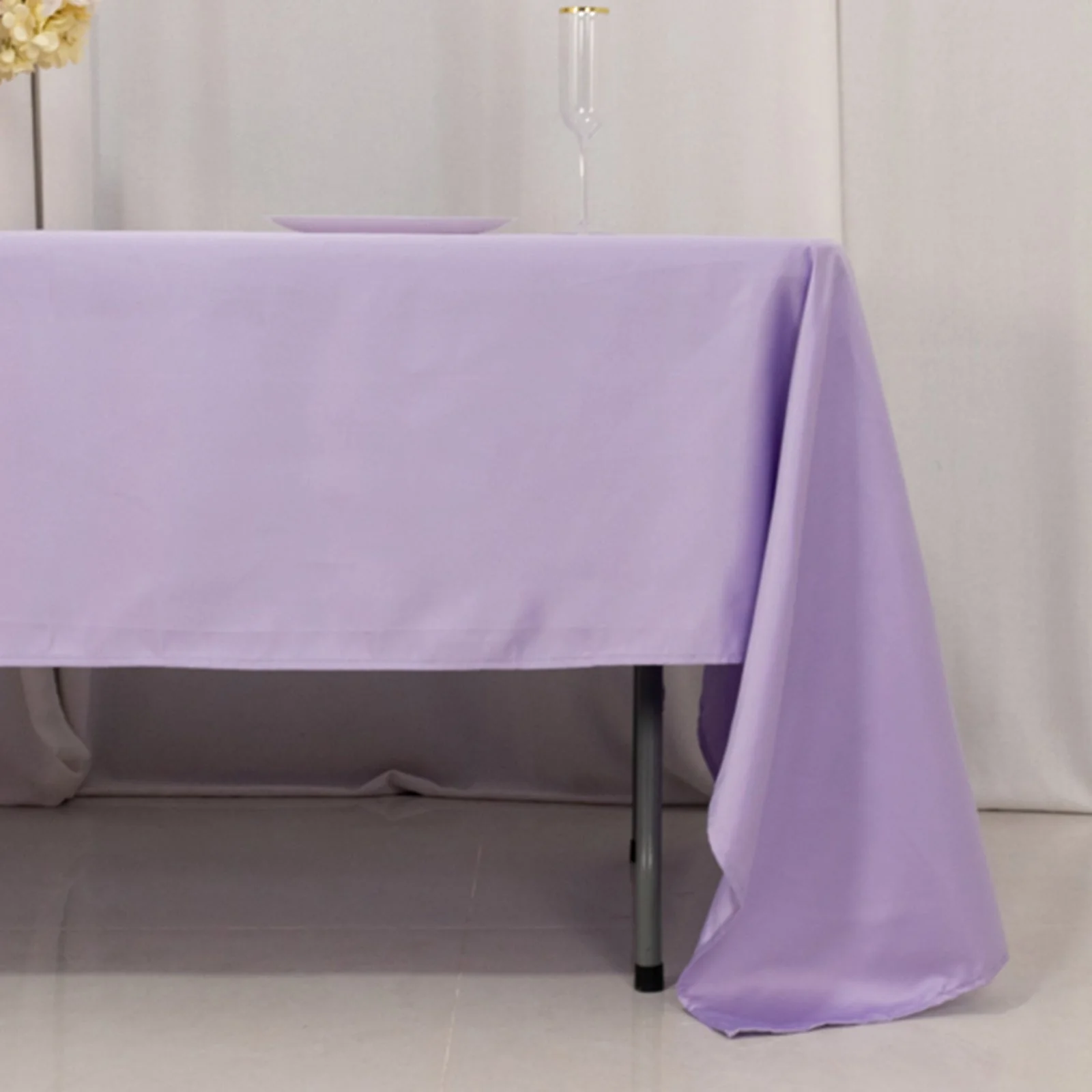 Lamour Satin Rectangle Tablecloth 60"x126" Lavender Lilac - Fade & Wrinkle-Resistant Table Cover - Image 2