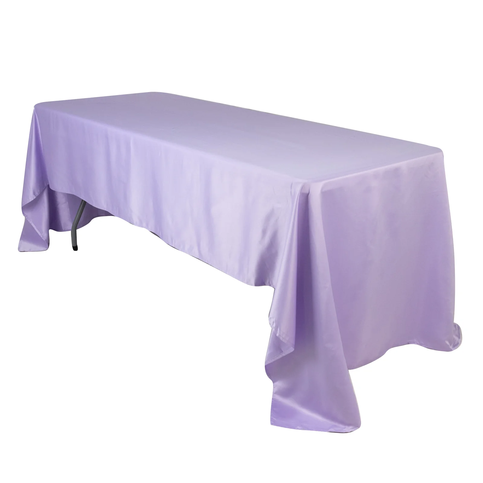 Lamour Satin Rectangle Tablecloth 60"x126" Lavender Lilac - Fade & Wrinkle-Resistant Table Cover - Image 3