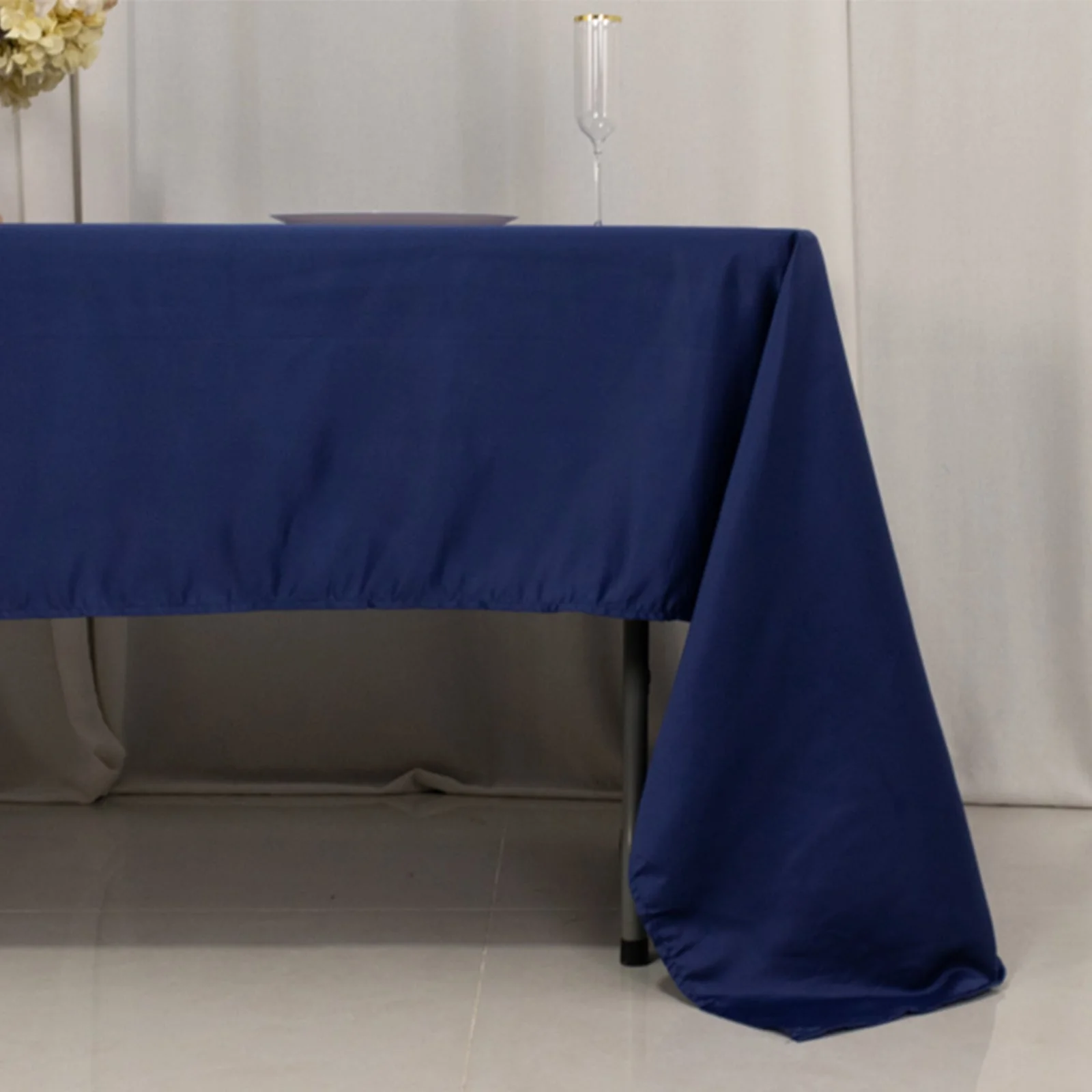 Lamour Satin Rectangle Tablecloth 60"x126" Navy Blue - Fade & Wrinkle-Resistant Table Cover - Image 2